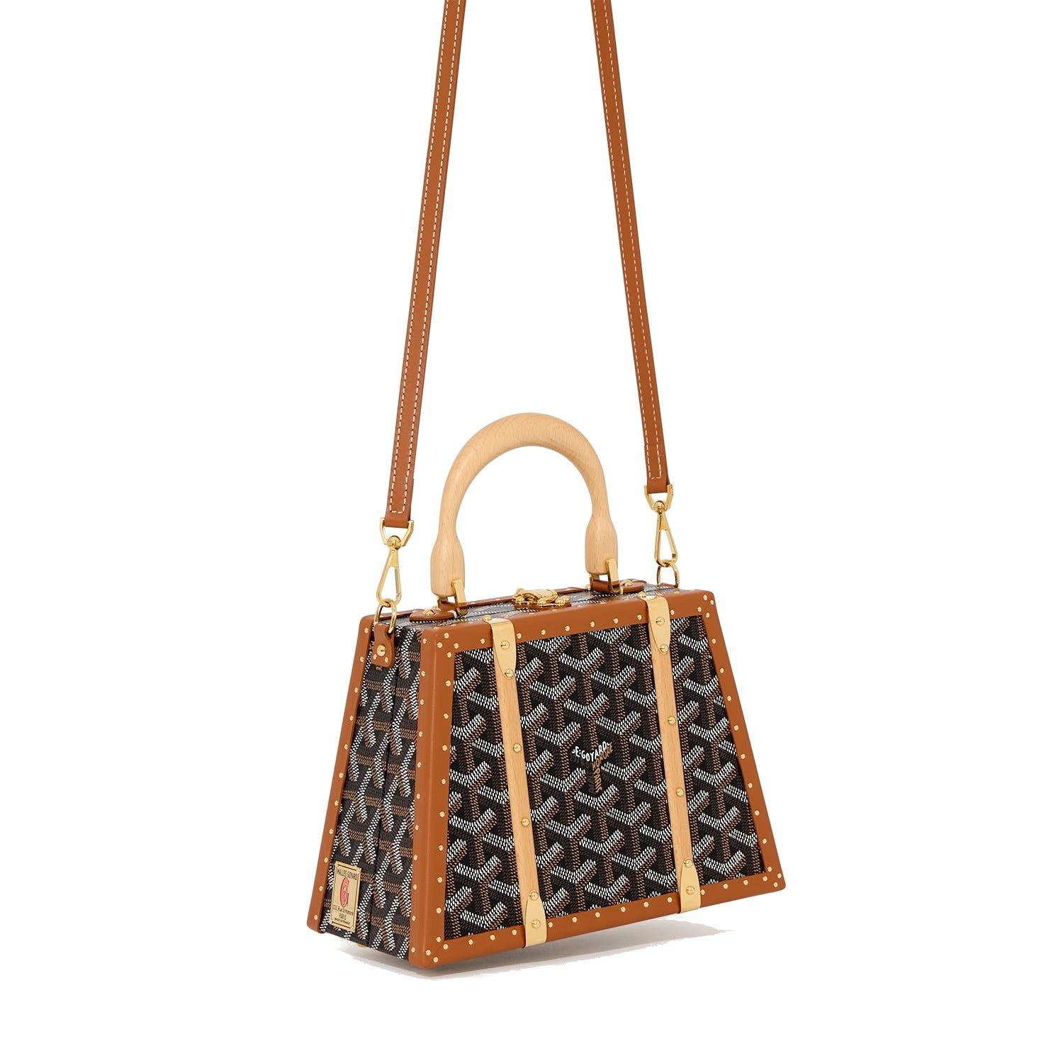 Mini Structured Trunk Crossbody - Black & Tan - 10