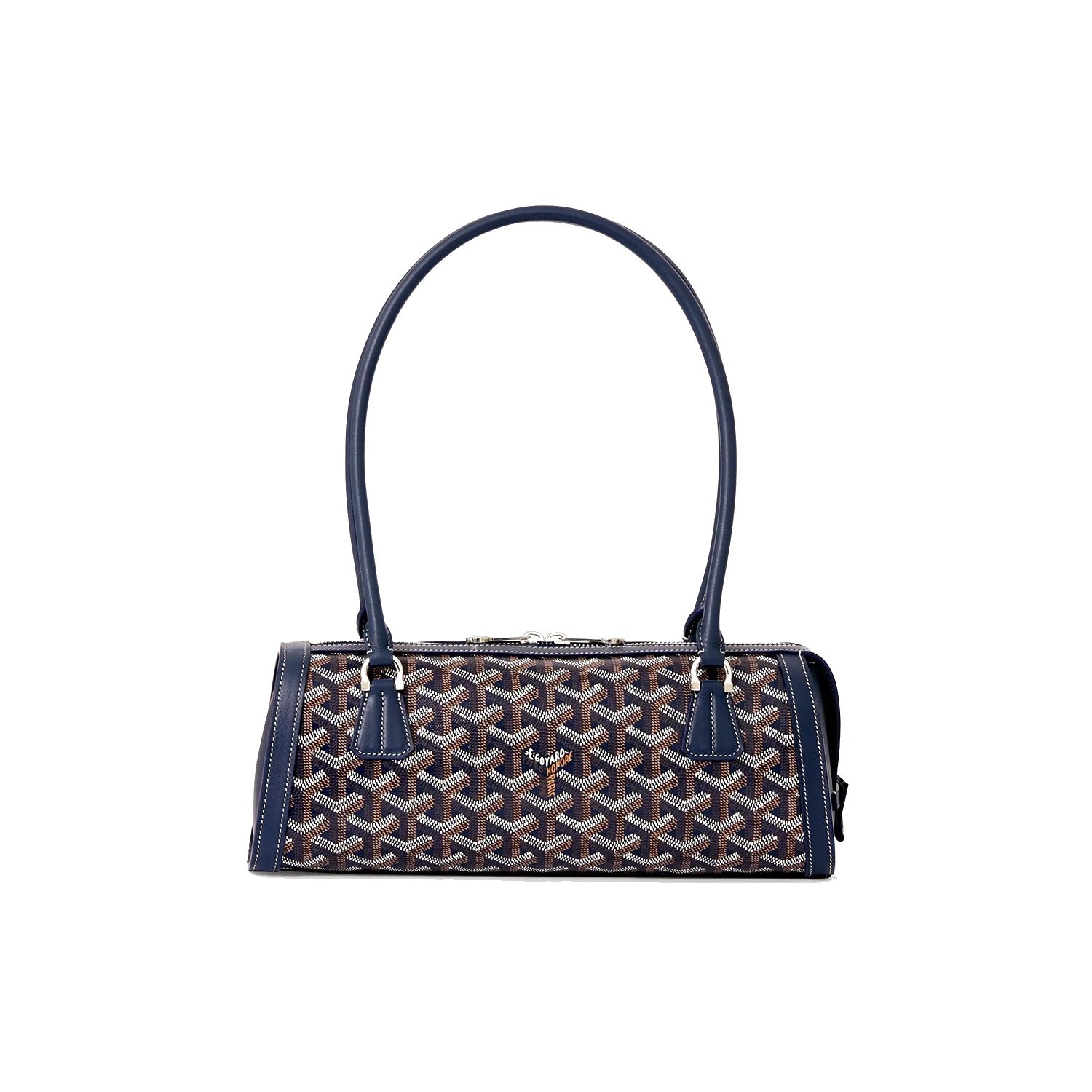 Round Structured Top-Handle Bag - Navy Blue - 37