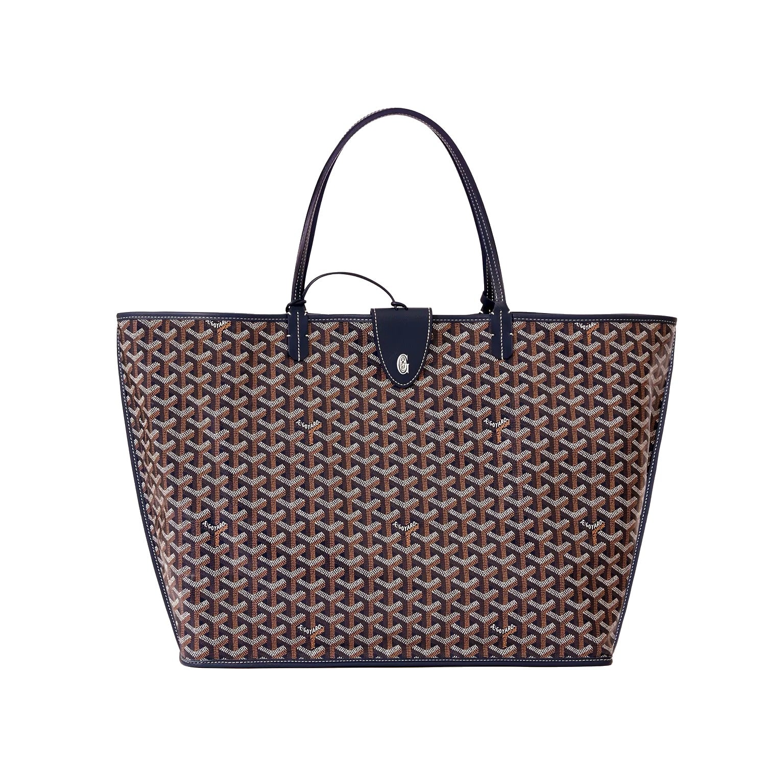 Reversible Leather Tote Bag - Large - Navy Blue - 38