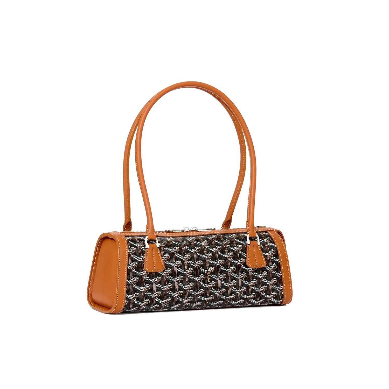 Round Structured Top-Handle Bag - Black & Tan