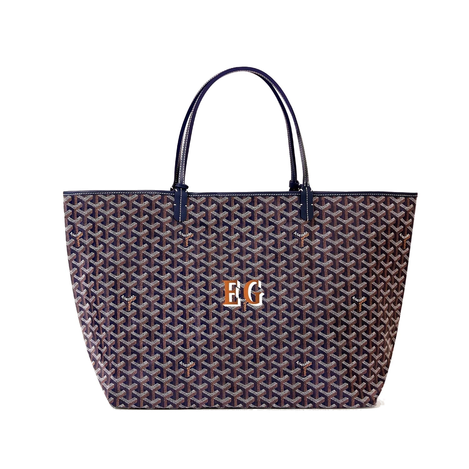 Personalized Initials Canvas Tote - Large - Navy Blue - 44