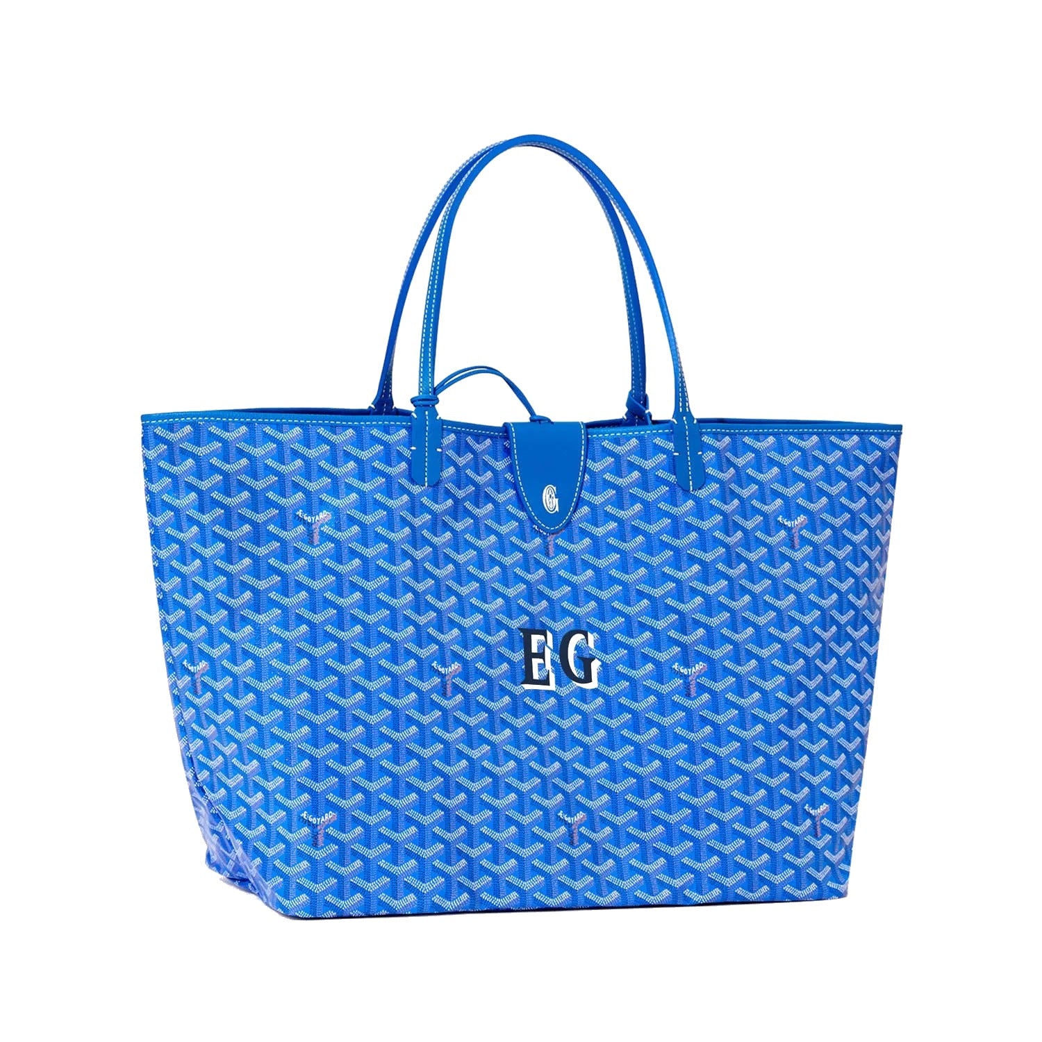 Personalized Initials Canvas Tote - Large - Sky Blue