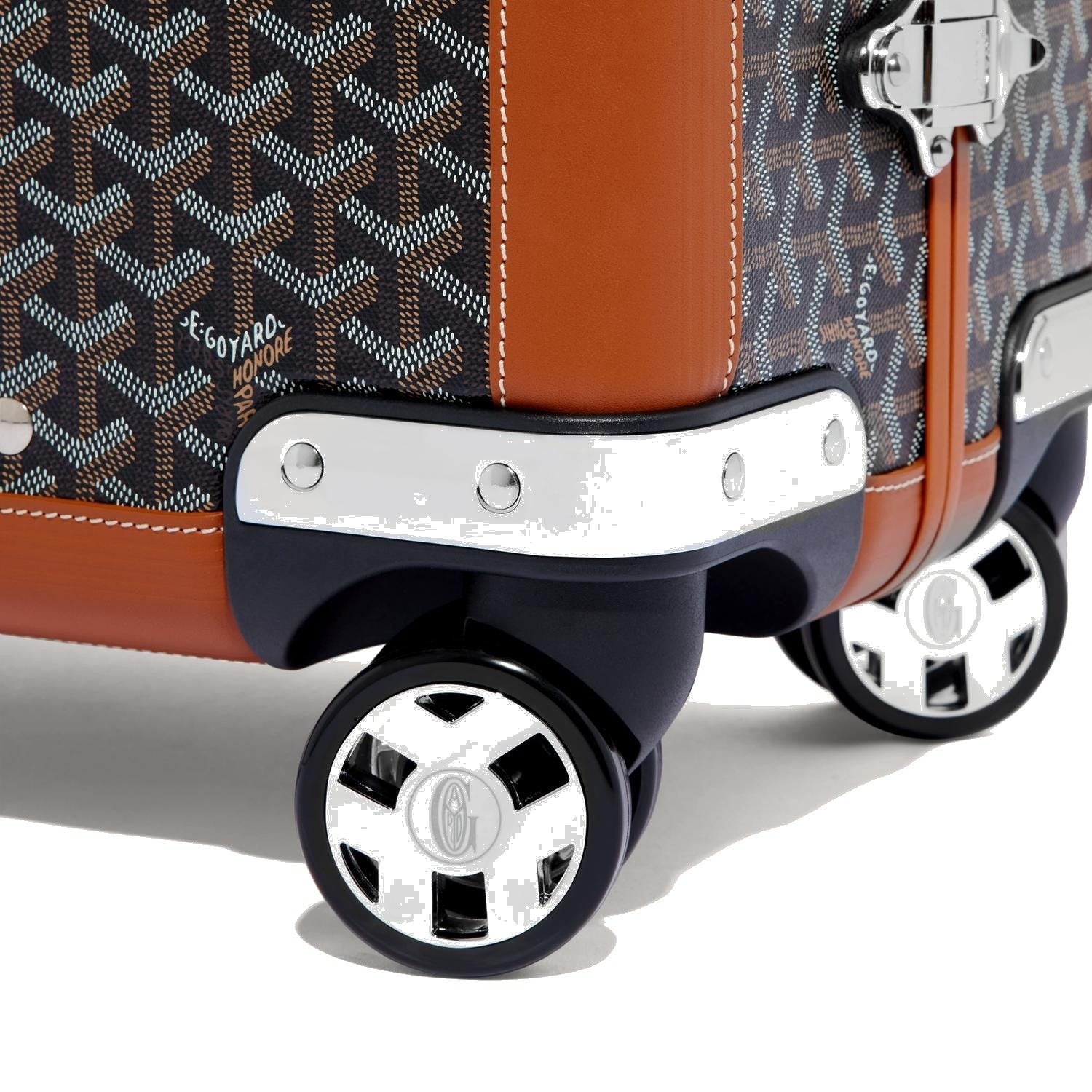 Canvas Rolling Trolley Suitcase - Cabin - Black & Tan - 12