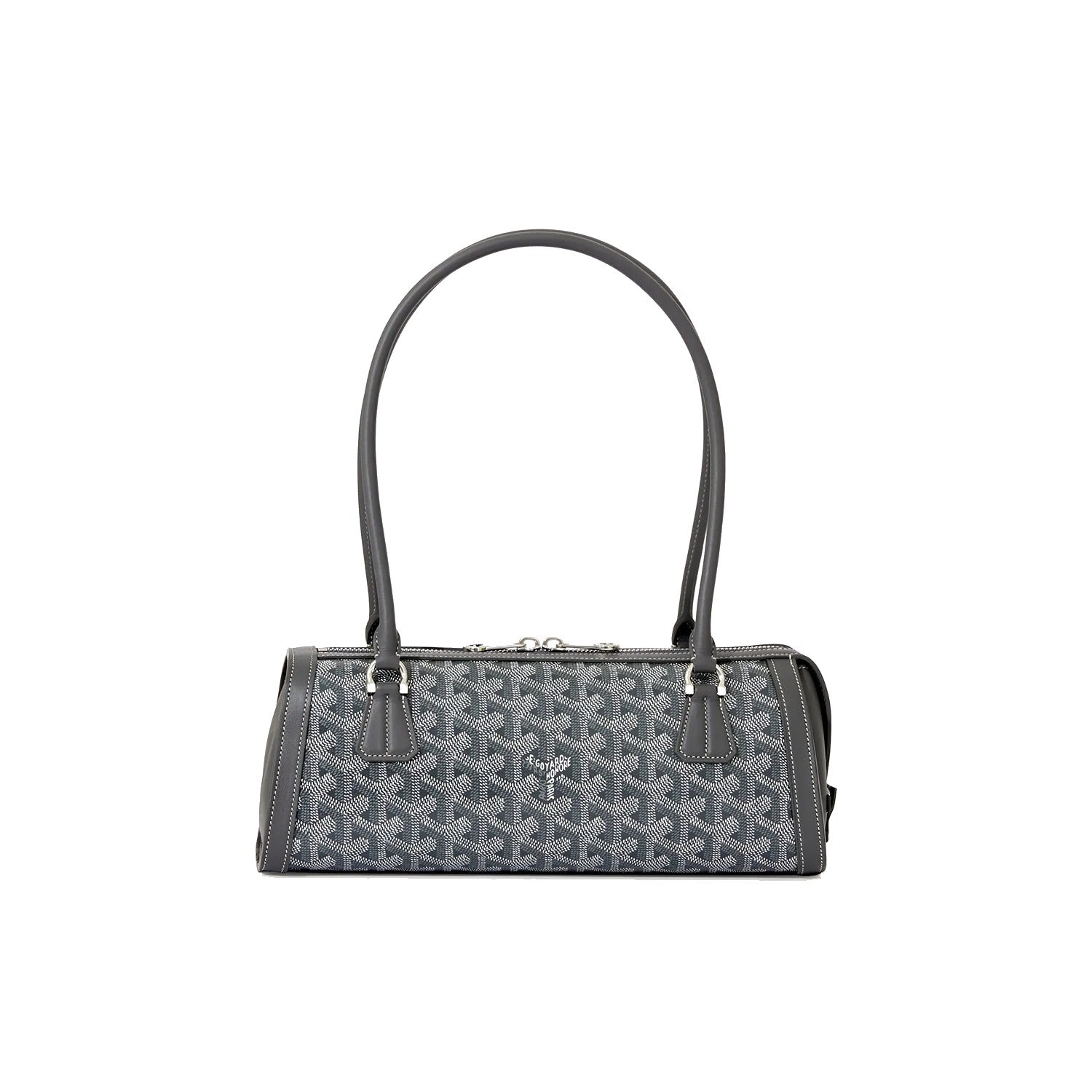 Round Structured Top-Handle Bag - Grey - 52