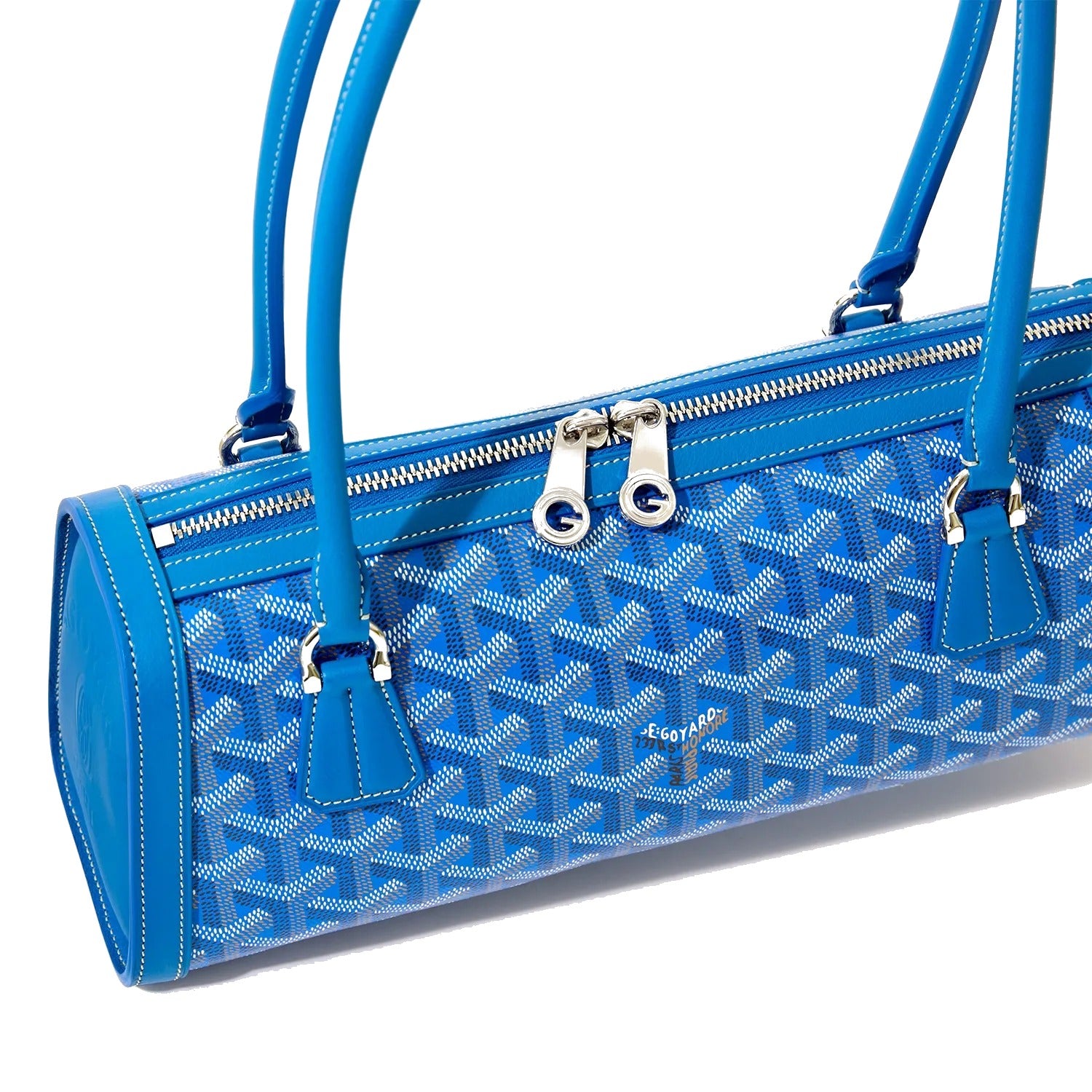 Round Structured Top-Handle Bag - Sky Blue - 33