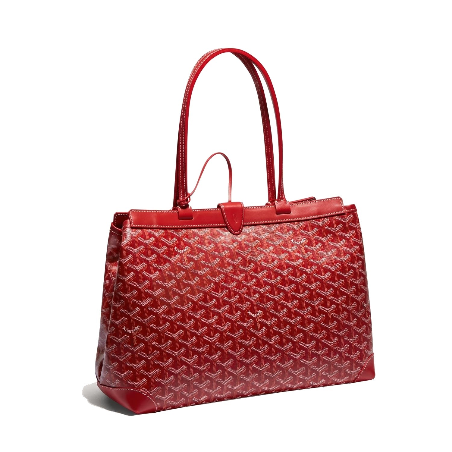 Contrast Leather Shoulder Bag - Red