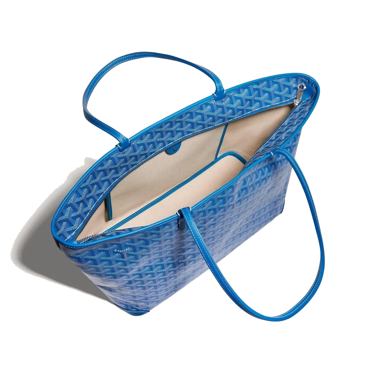 Zippered Canvas Tote - Medium - Sky Blue - 28