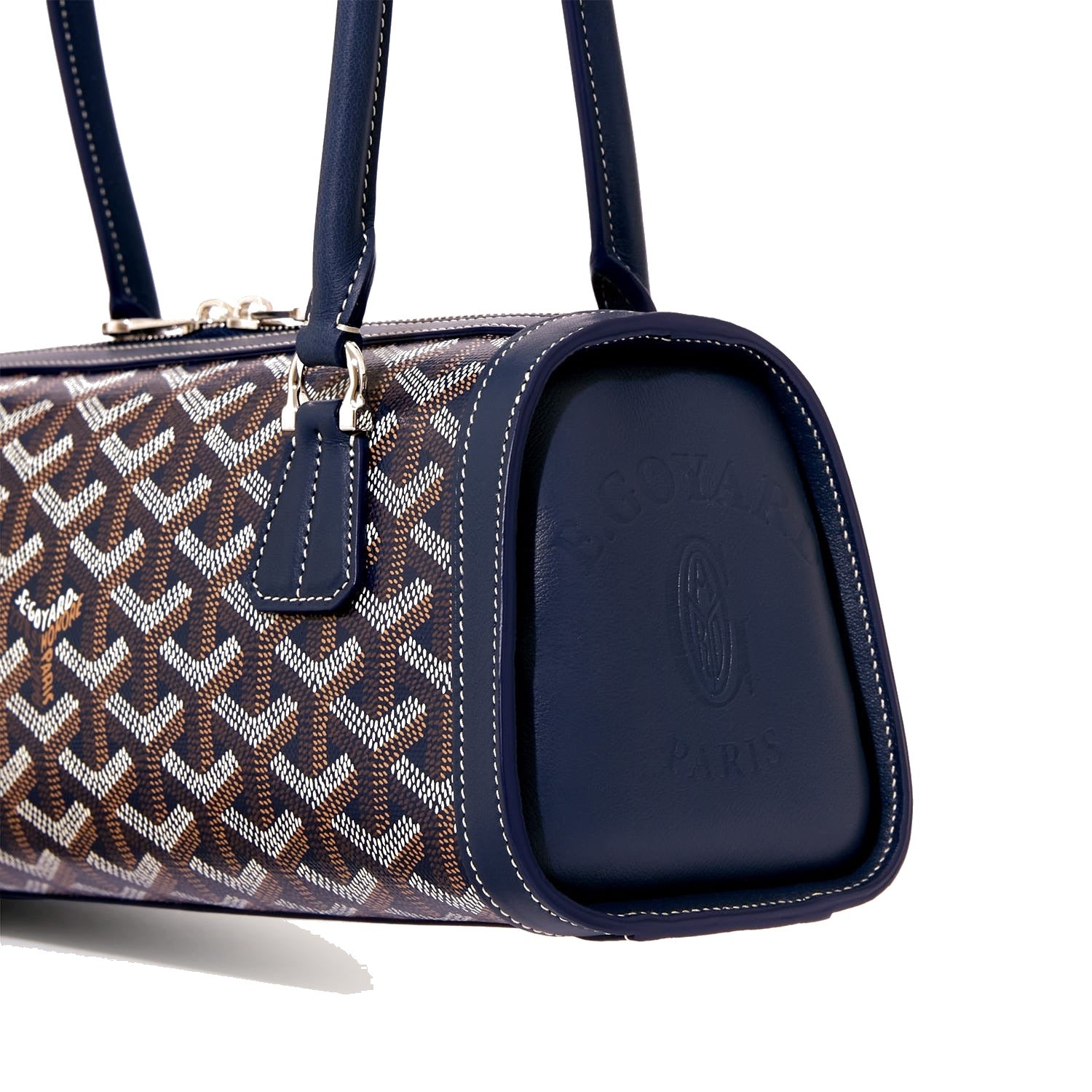 Round Structured Top-Handle Bag - Navy Blue - 39