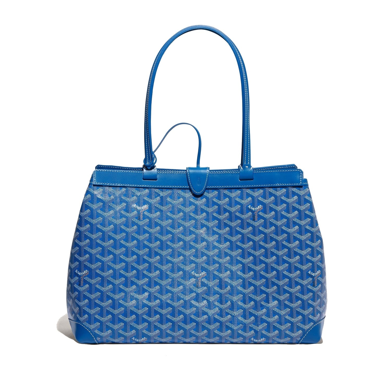 Contrast Leather Shoulder Bag - Sky Blue - 26