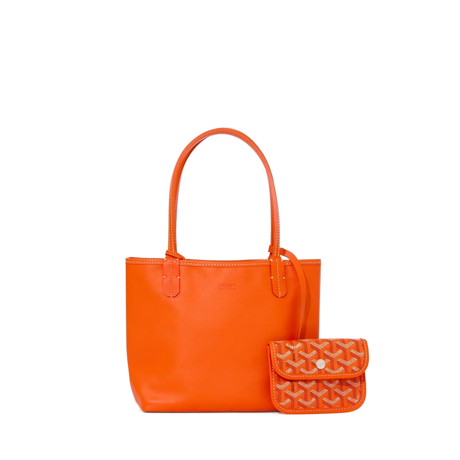 Reversible Leather Mini Tote - Orange - 17