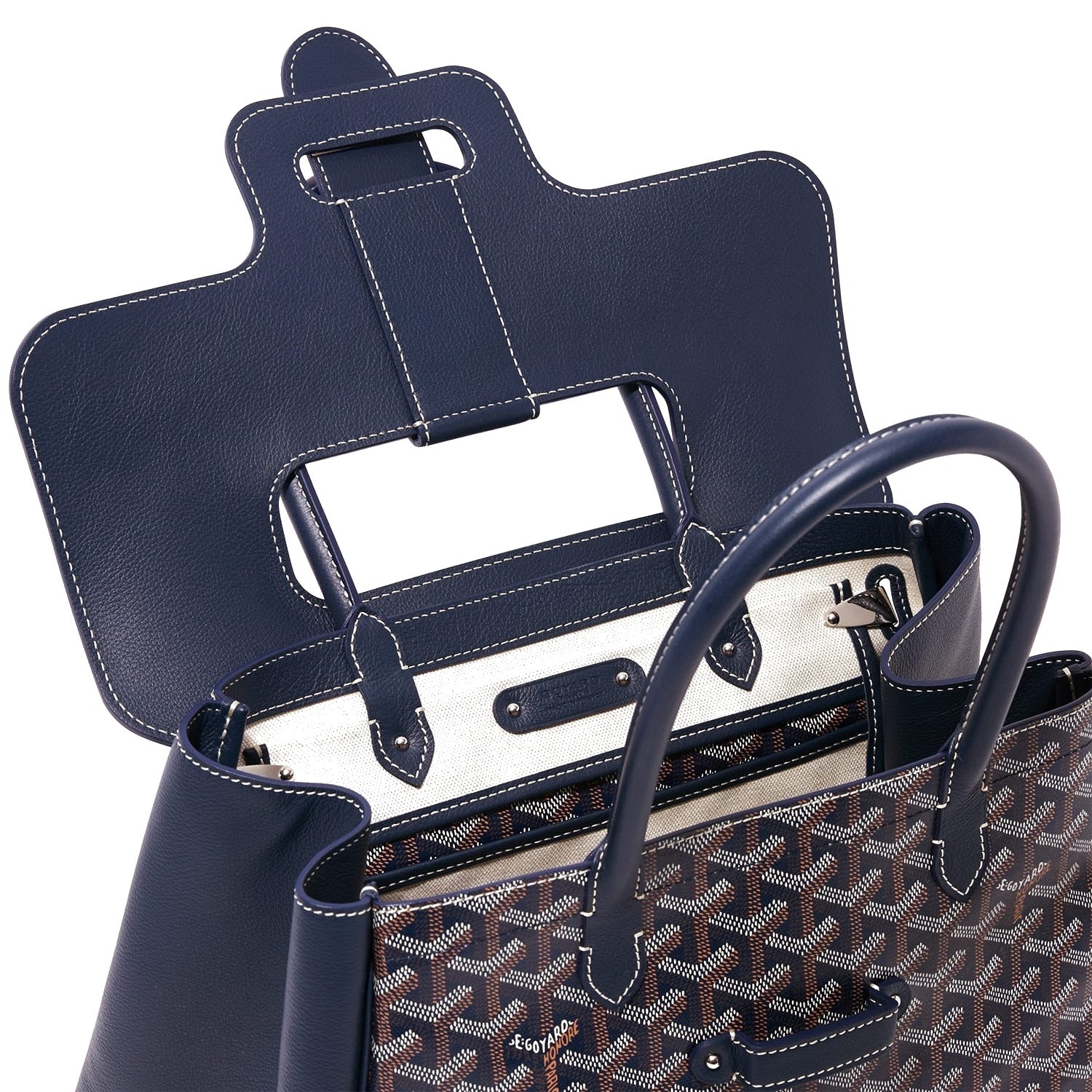 Structured Convertible Tote Bag - Navy Blue - 52