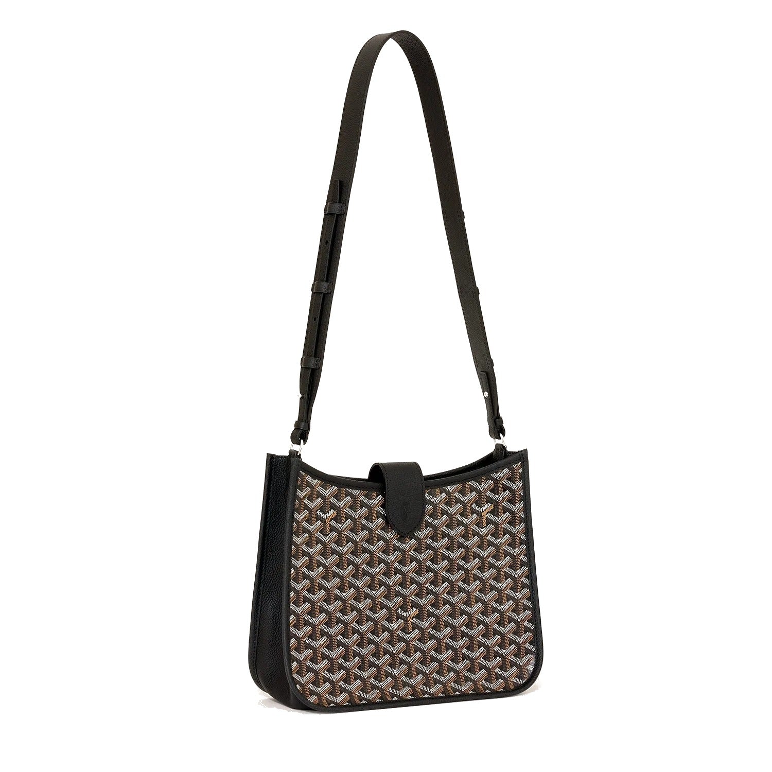 Canvas Flap Crossbody Bag - Black - 3