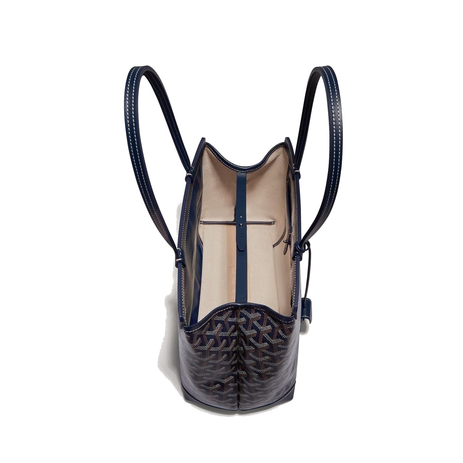 Contrast Leather Shoulder Bag - Navy Blue - 32