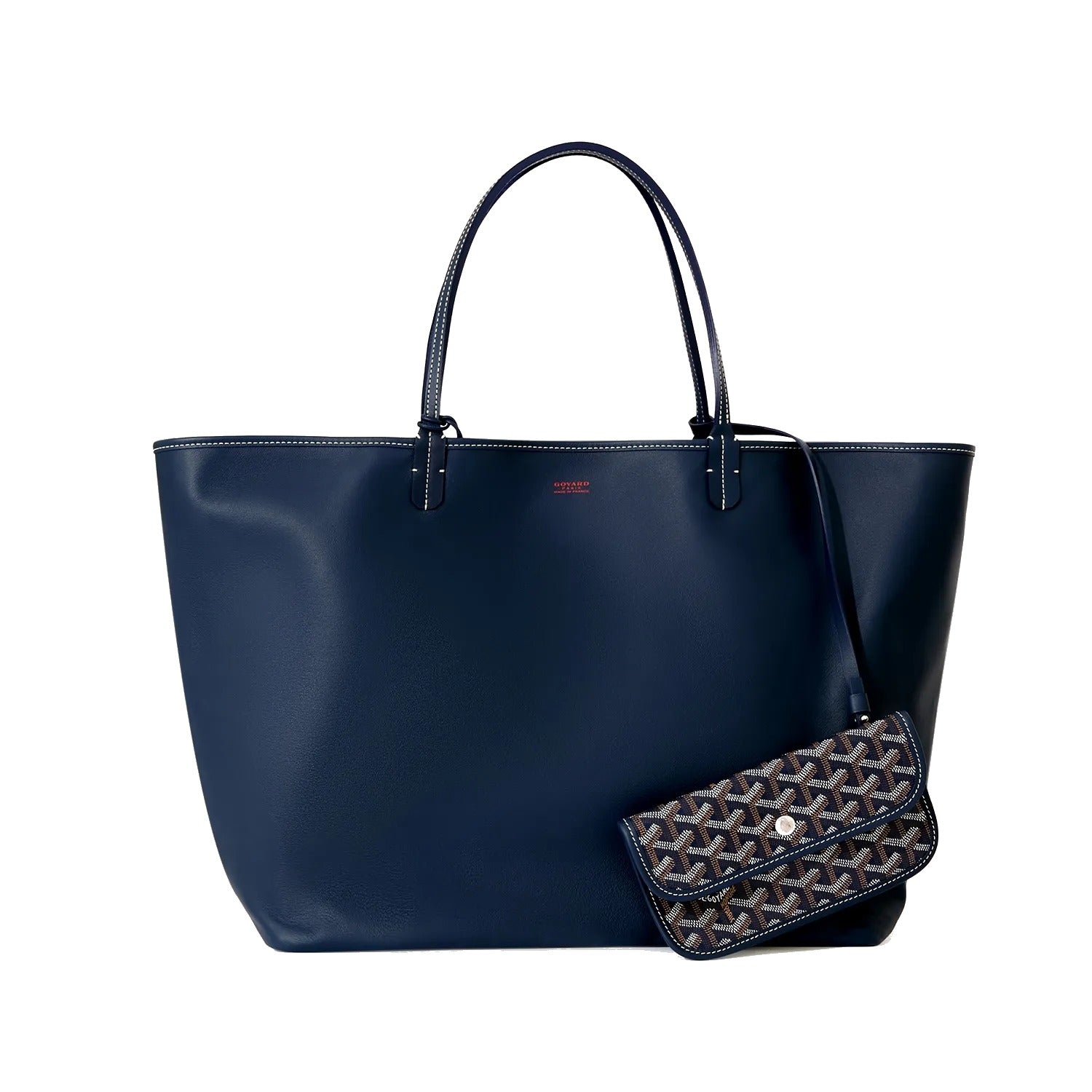 Reversible Leather Tote Bag - Large - Navy Blue - 37