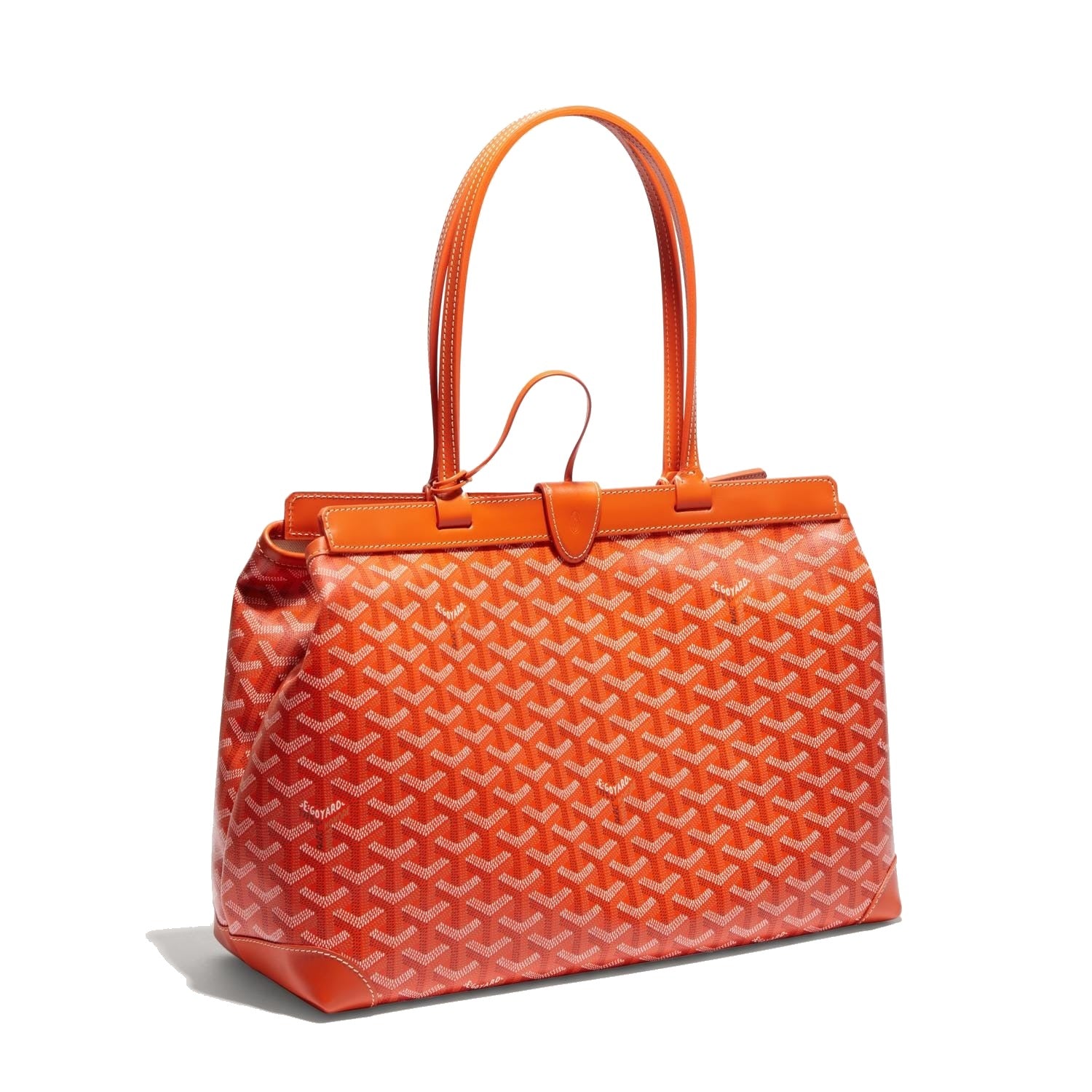 Contrast Leather Shoulder Bag - Orange