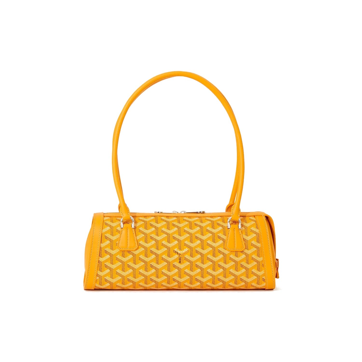 Round Structured Top-Handle Bag - Yellow - 22