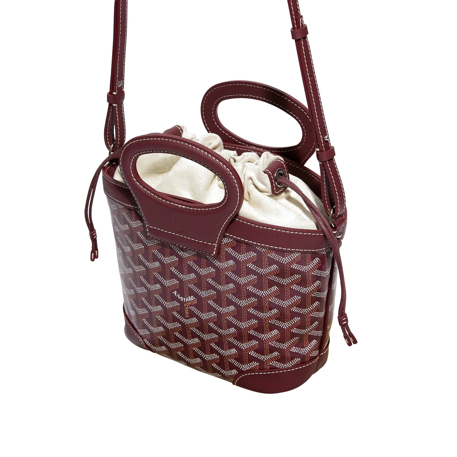 Drawstring Mini Bucket Bag - Burgundy - 36