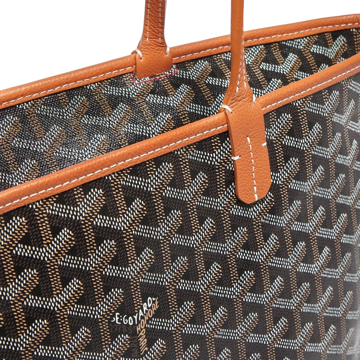 Zippered Canvas Tote - Small - Black & Tan - 7