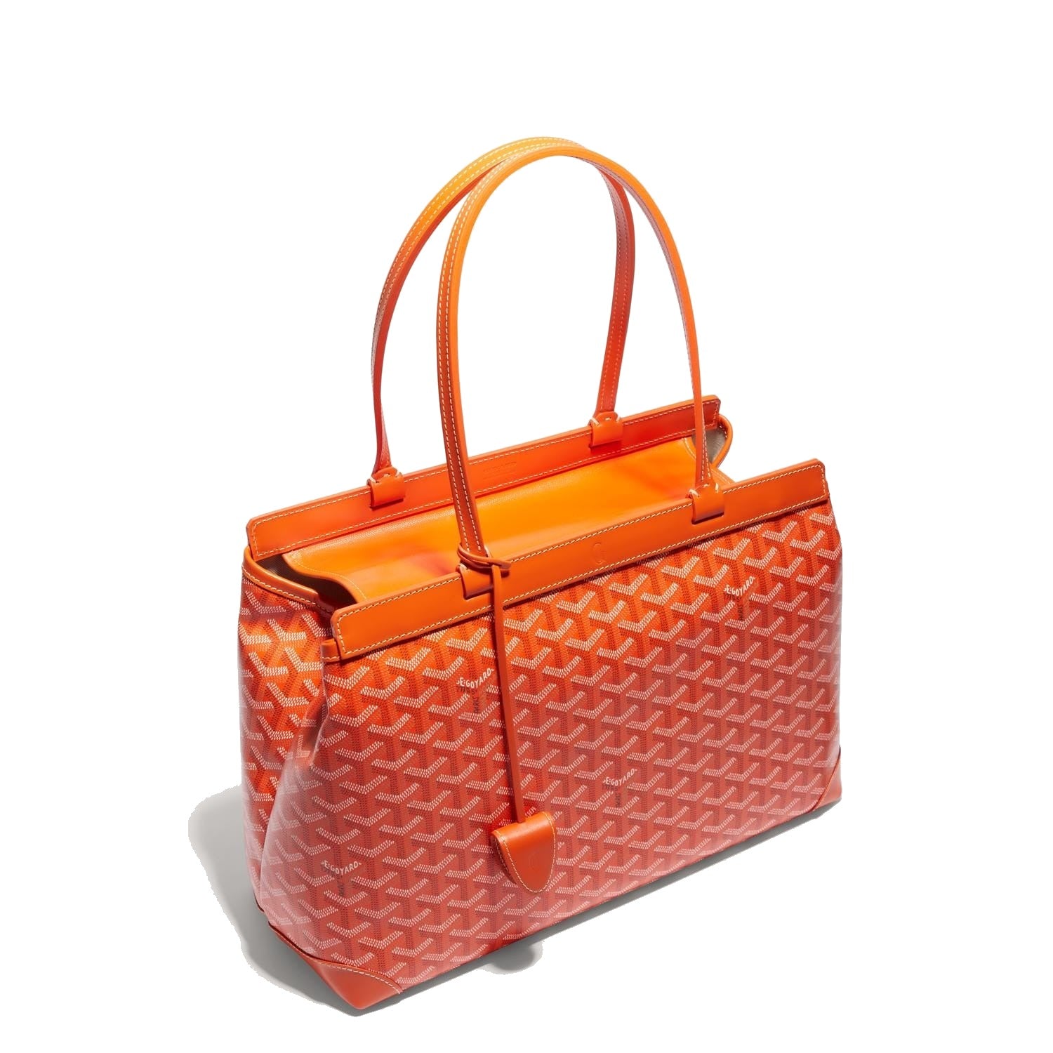 Contrast Leather Shoulder Bag - Orange - 15