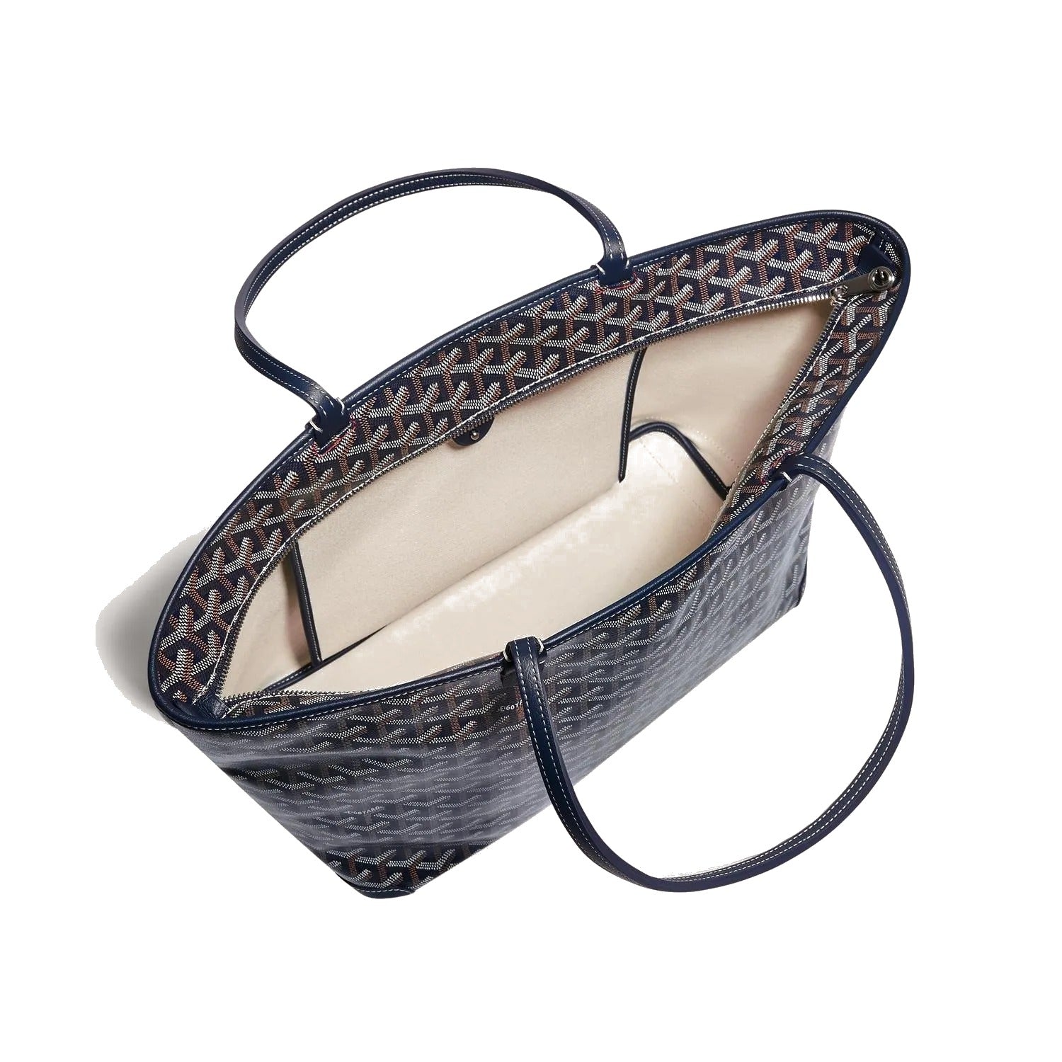 Zippered Canvas Tote - Medium - Navy Blue - 32
