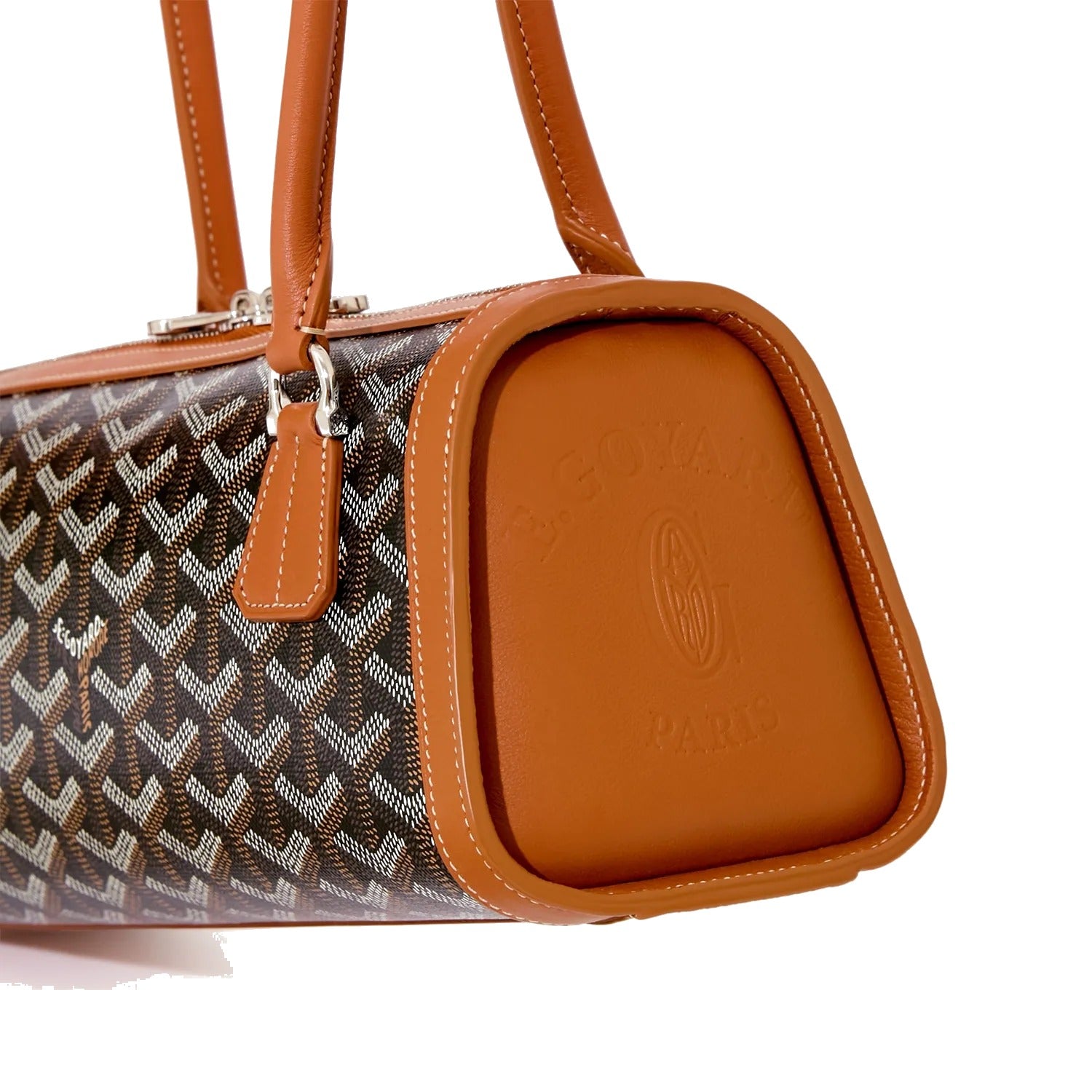 Round Structured Top-Handle Bag - Black & Tan - 9
