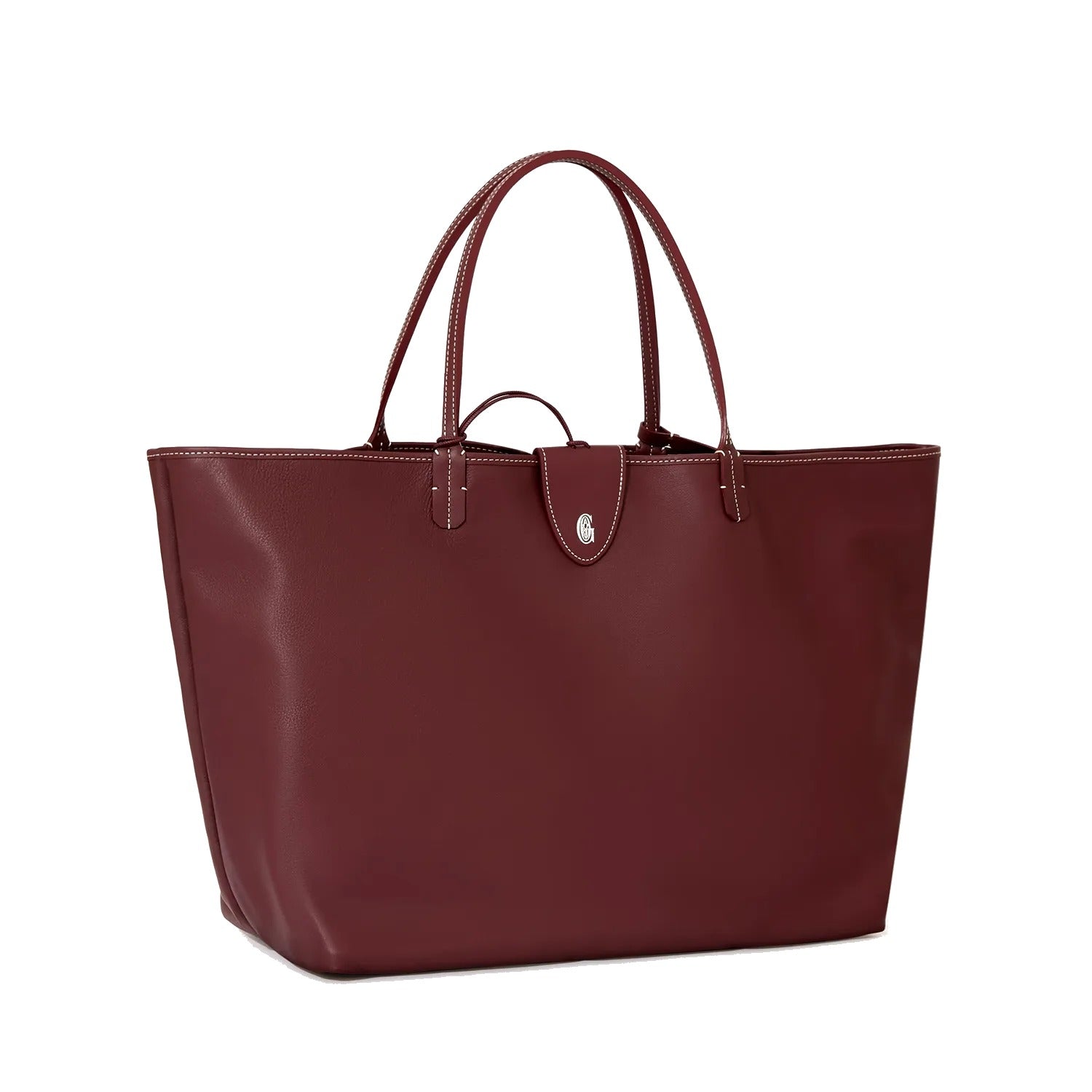 Reversible Leather Tote Bag - Large - Burgundy