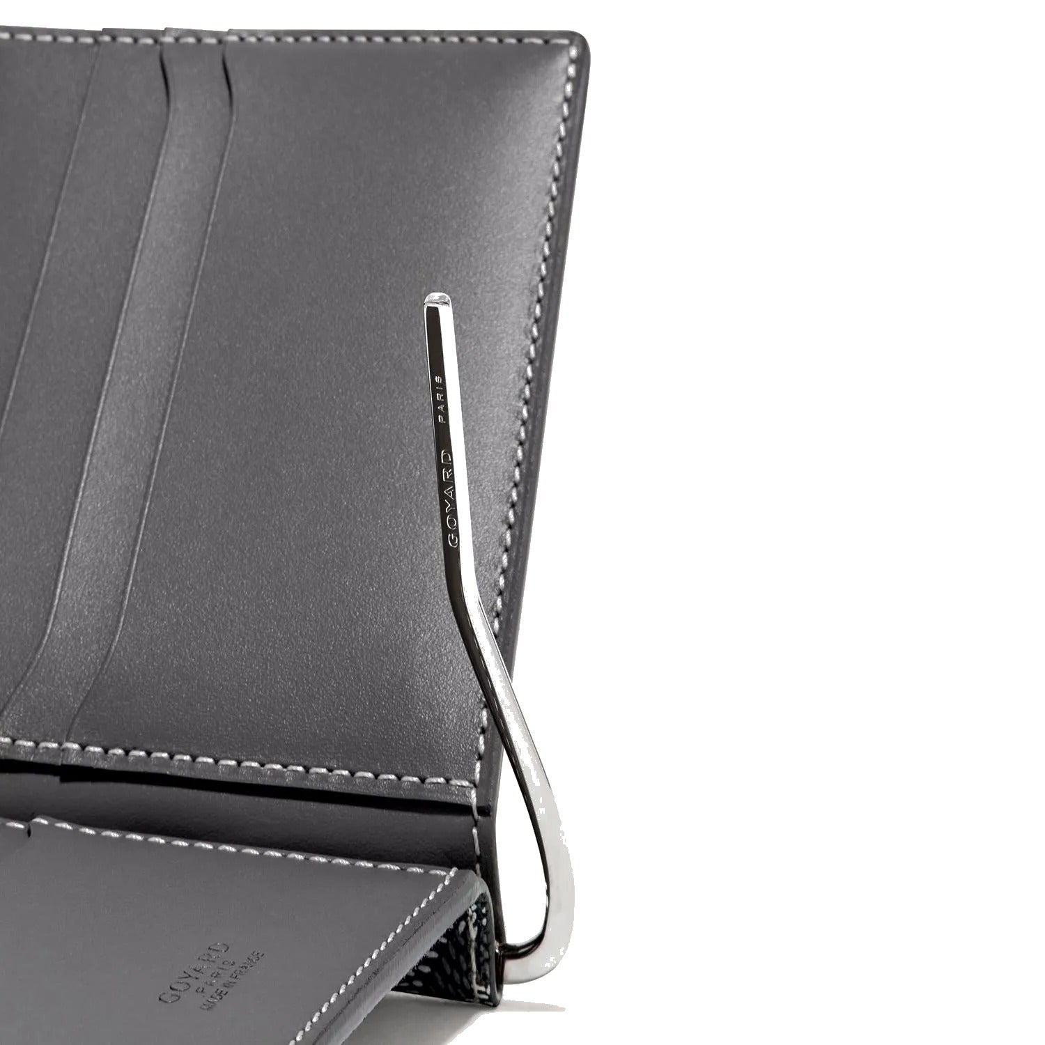 Leather Money Clip Card Holder - Grey - 33