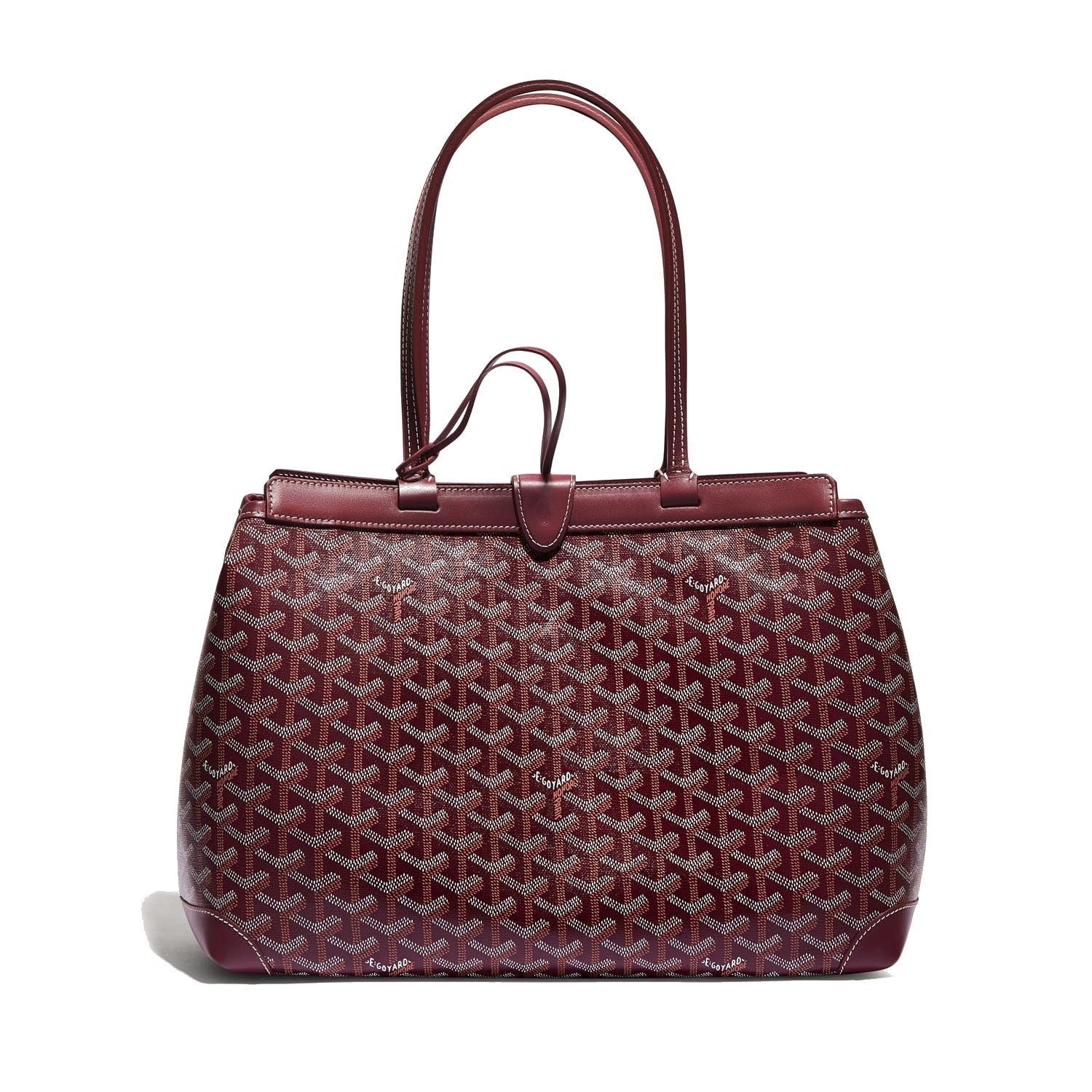 Contrast Leather Shoulder Bag - Burgundy - 34