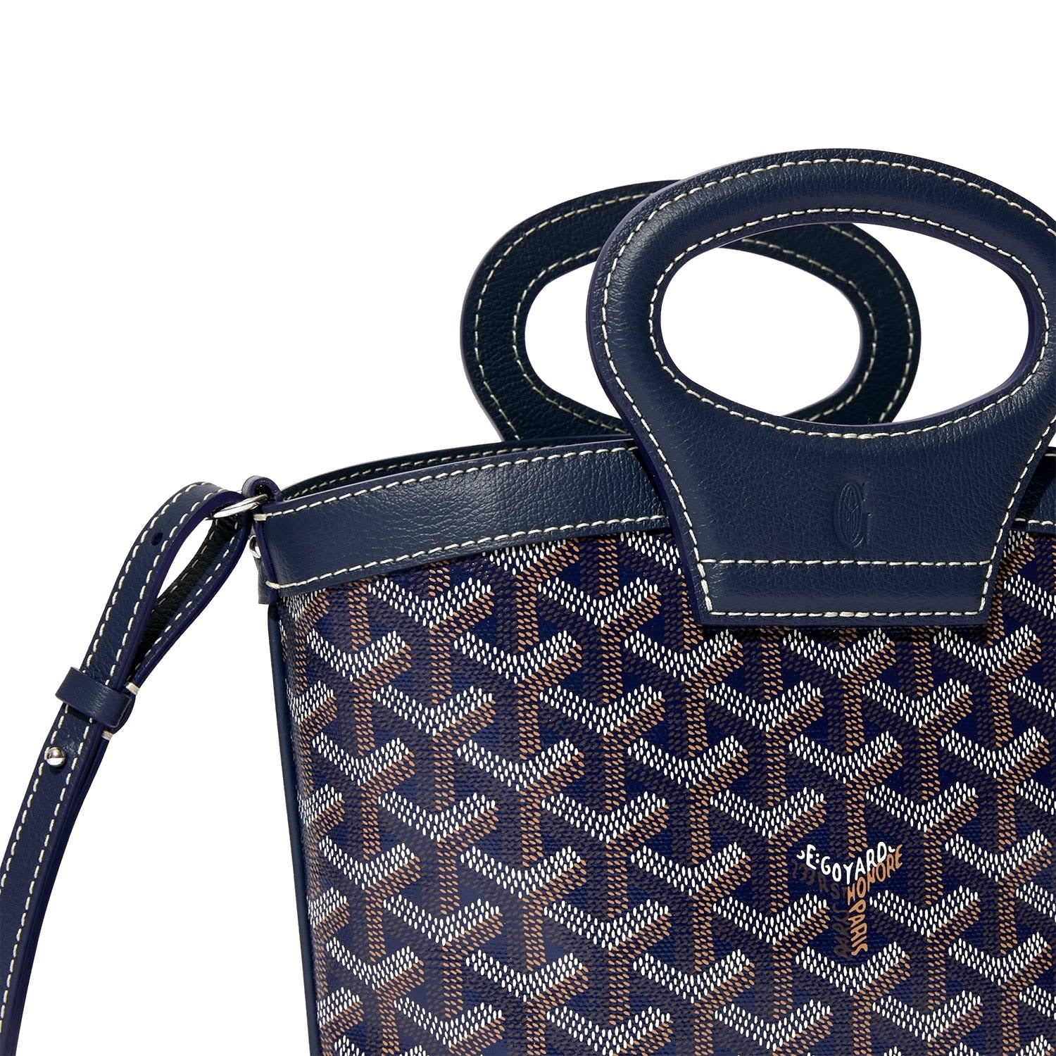 Drawstring Mini Bucket Bag - Navy Blue - 31