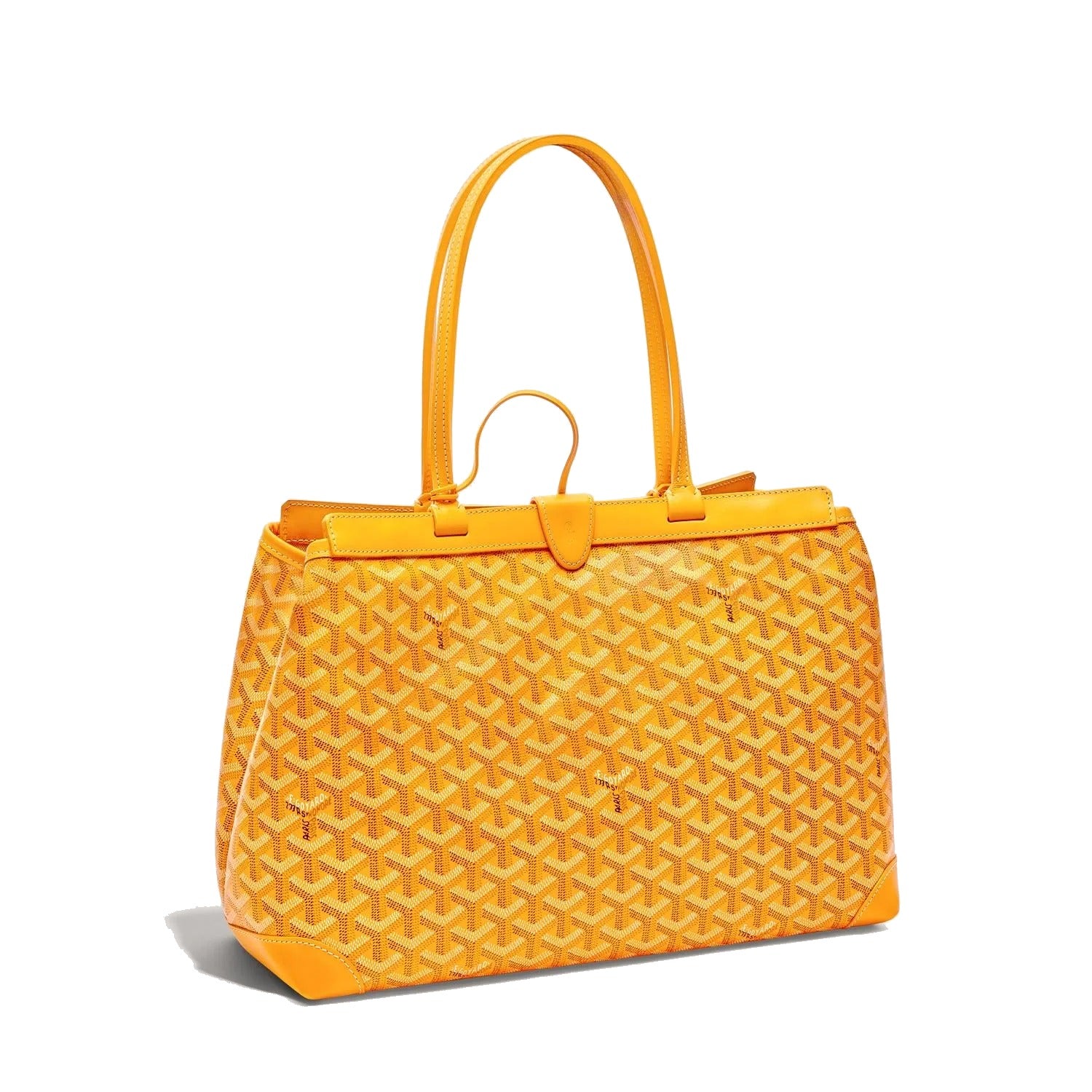 Contrast Leather Shoulder Bag - Yellow