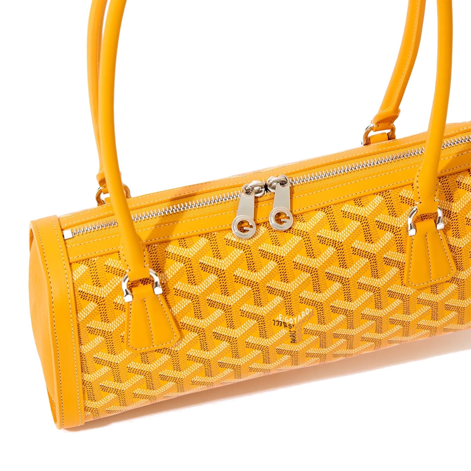 Round Structured Top-Handle Bag - Yellow - 23