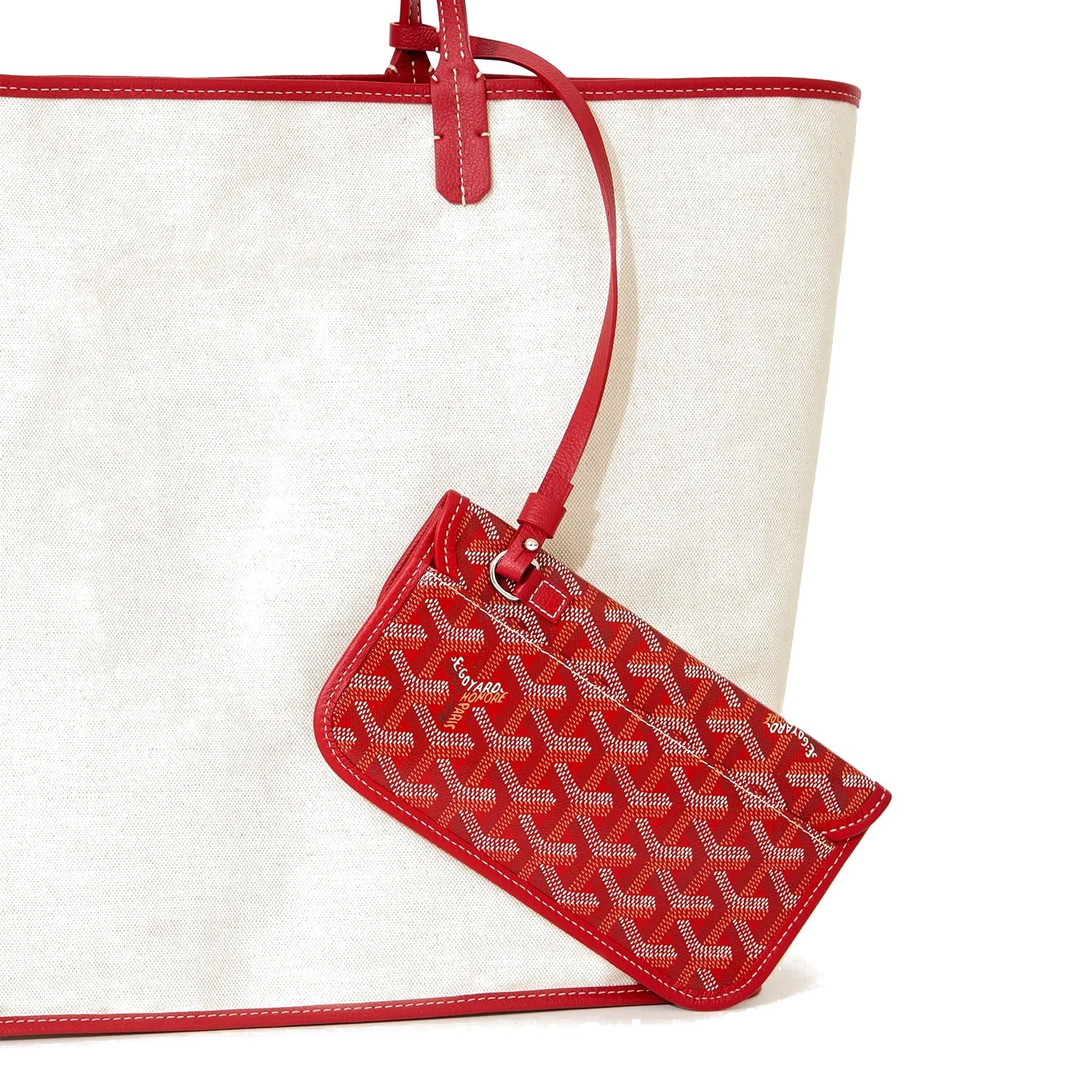 Personalized Initials Canvas Tote - Large - Red - 18