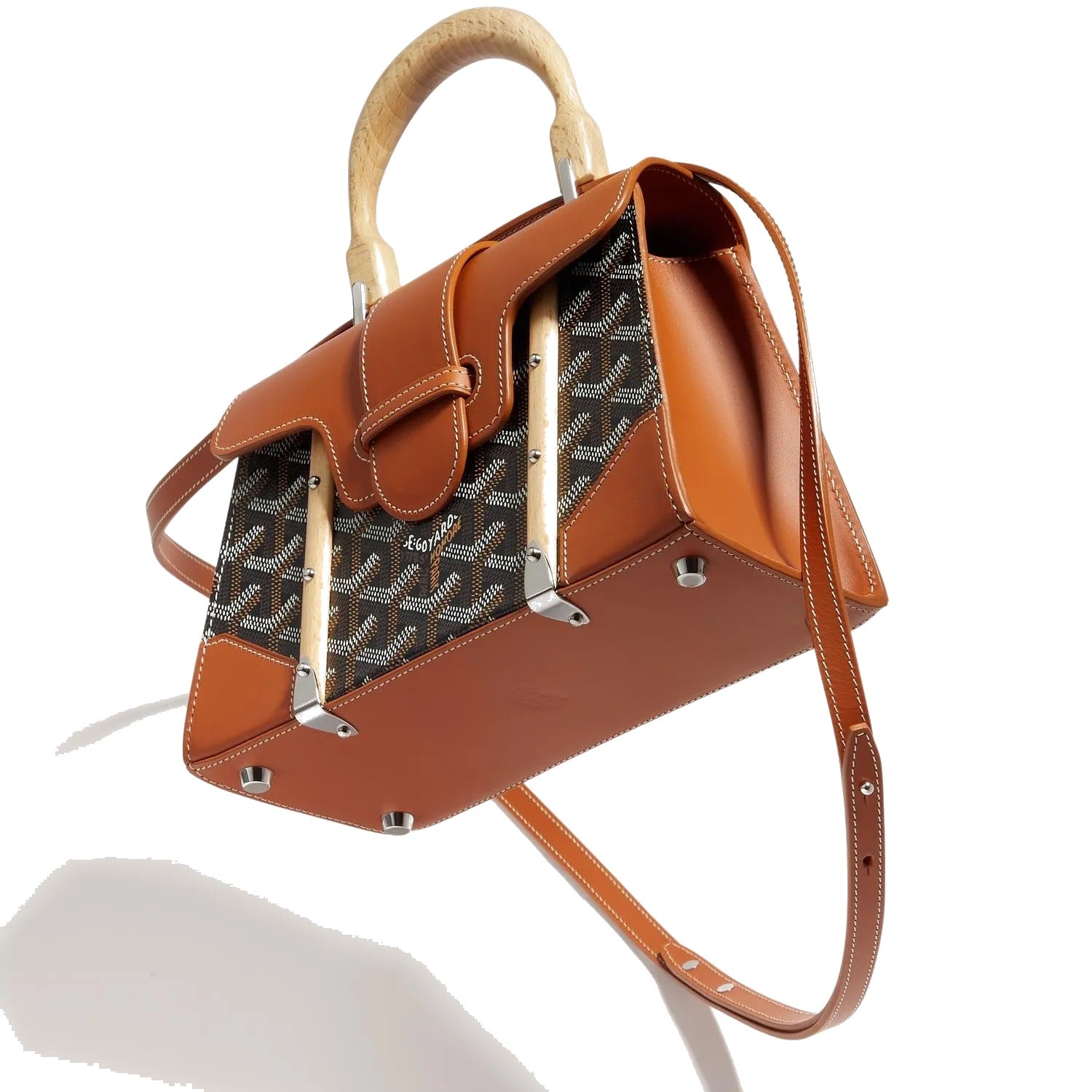 Structured Mini Top-Handle Bag - Black & Tan - 10