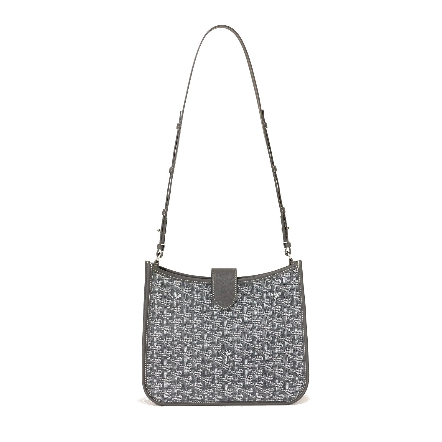 Canvas Flap Crossbody Bag - Grey - 54