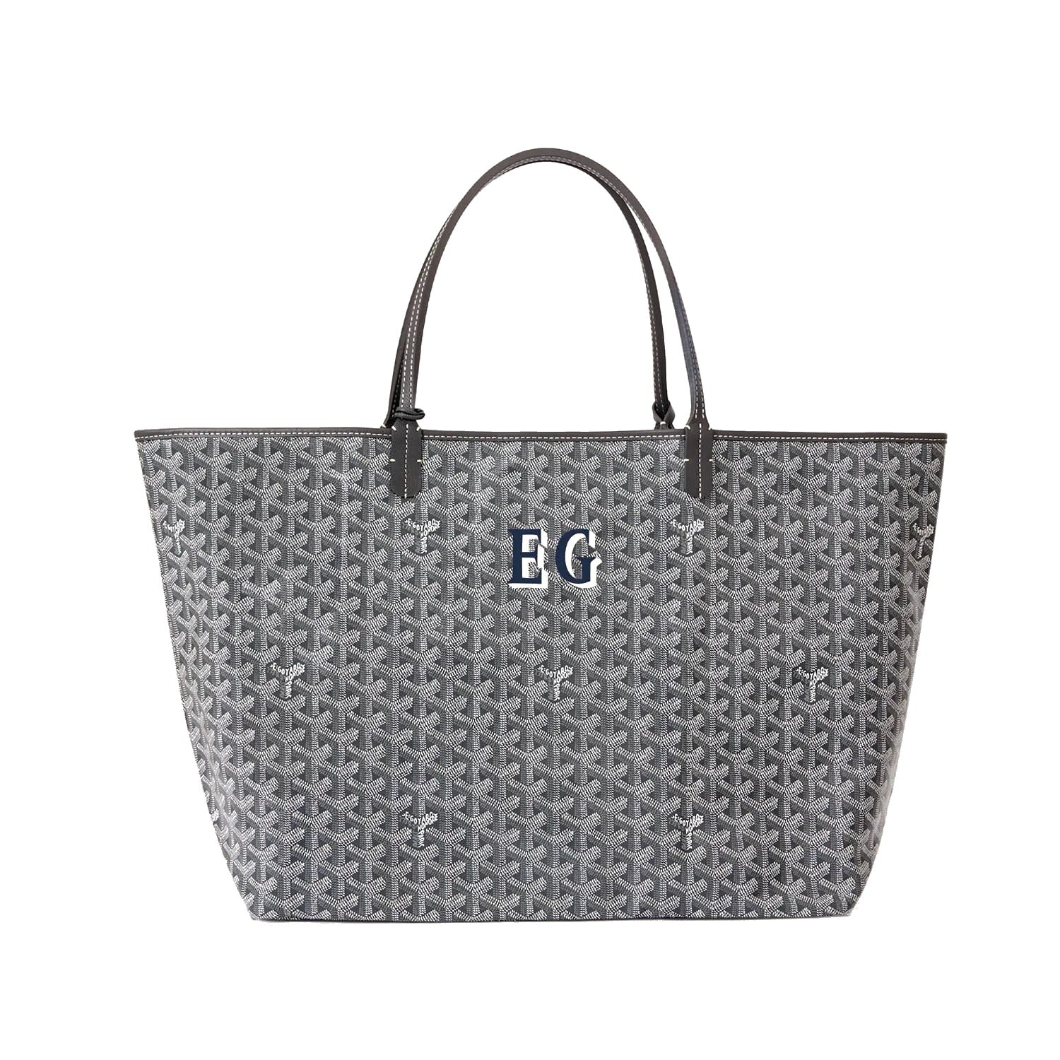 Personalized Initials Canvas Tote - Large - Grey - 62