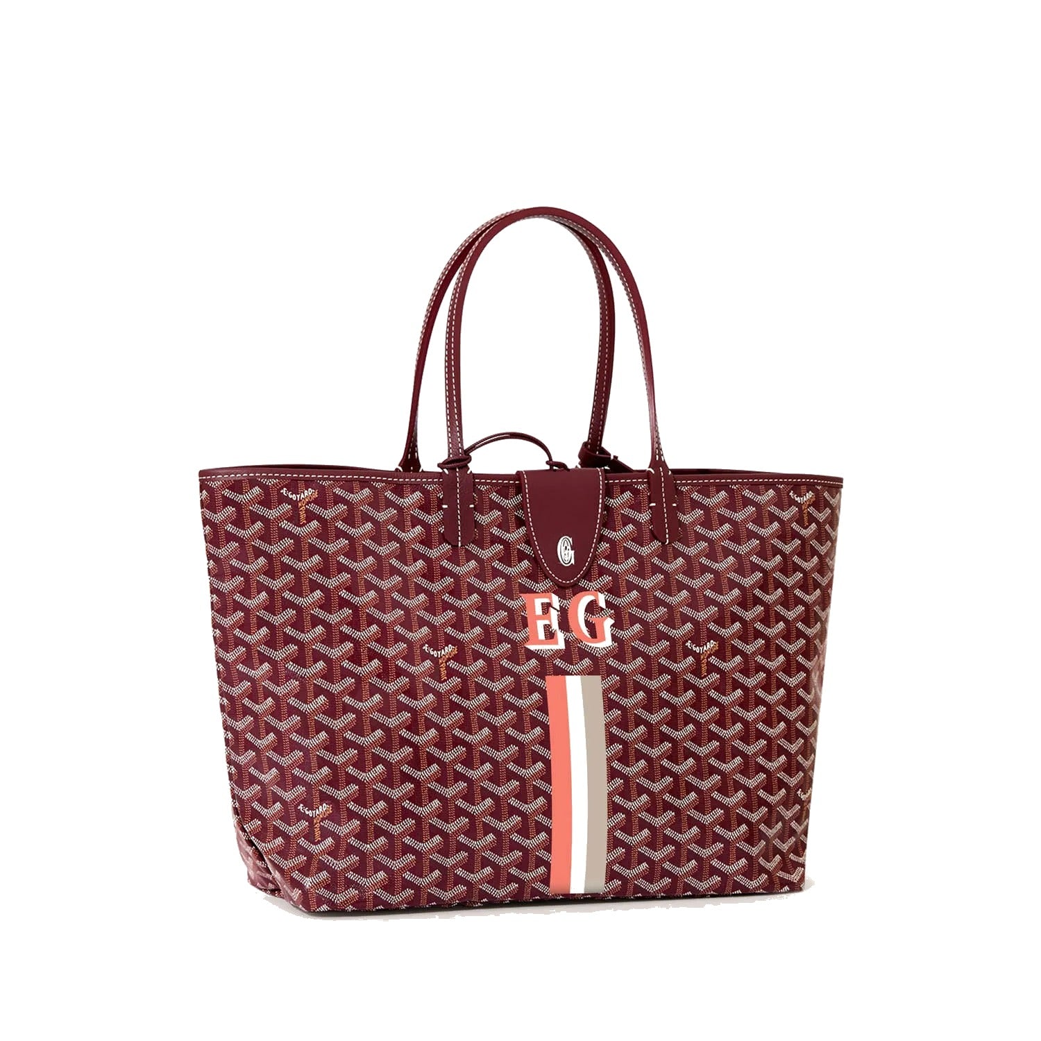 Canvas Tote with Personalized Stripes - Small - Burgundy