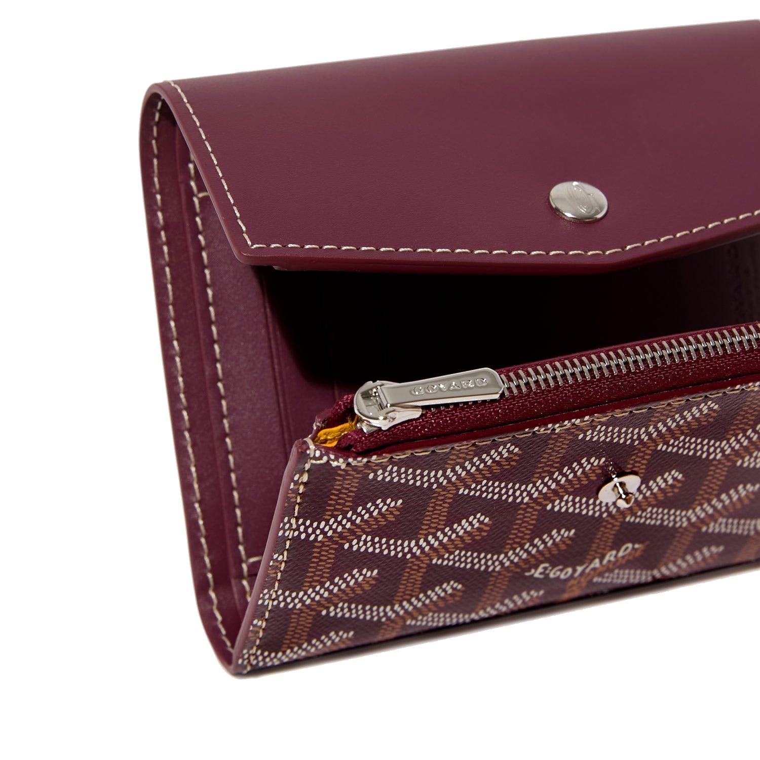 Compact Bi-Fold Wallet with Coin Pocket - Burgundy - 36