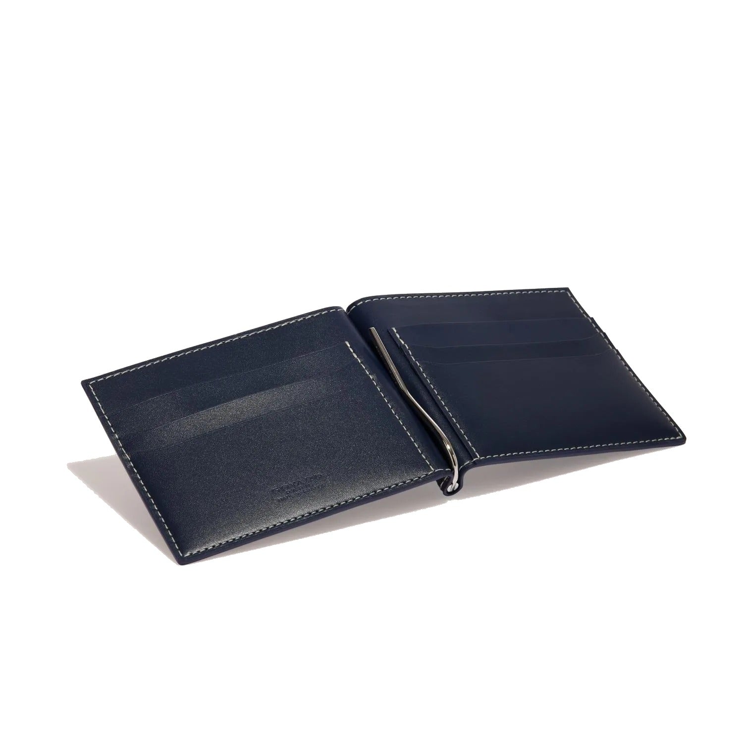 Leather Money Clip Card Holder - Navy Blue - 23