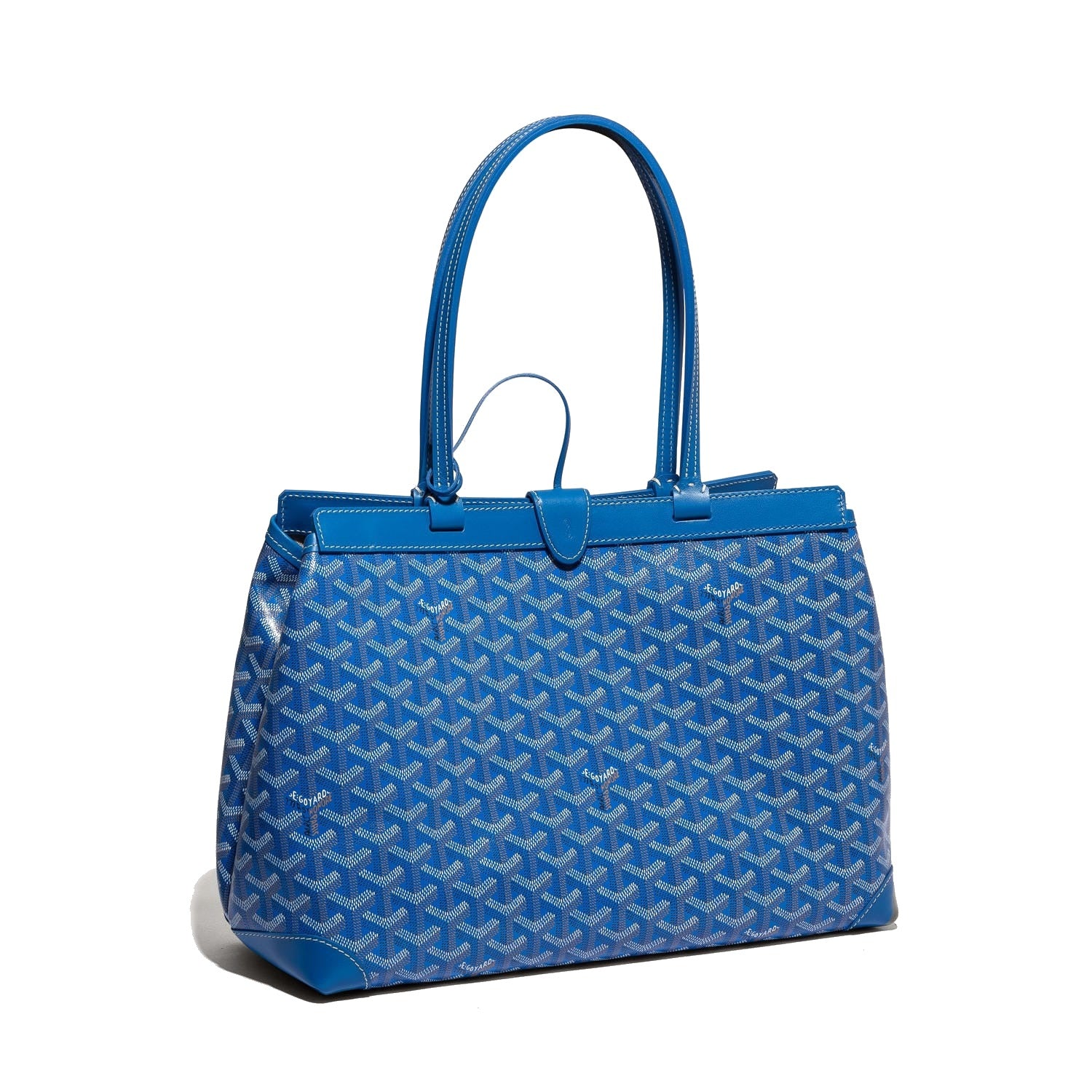 Contrast Leather Shoulder Bag - Sky Blue