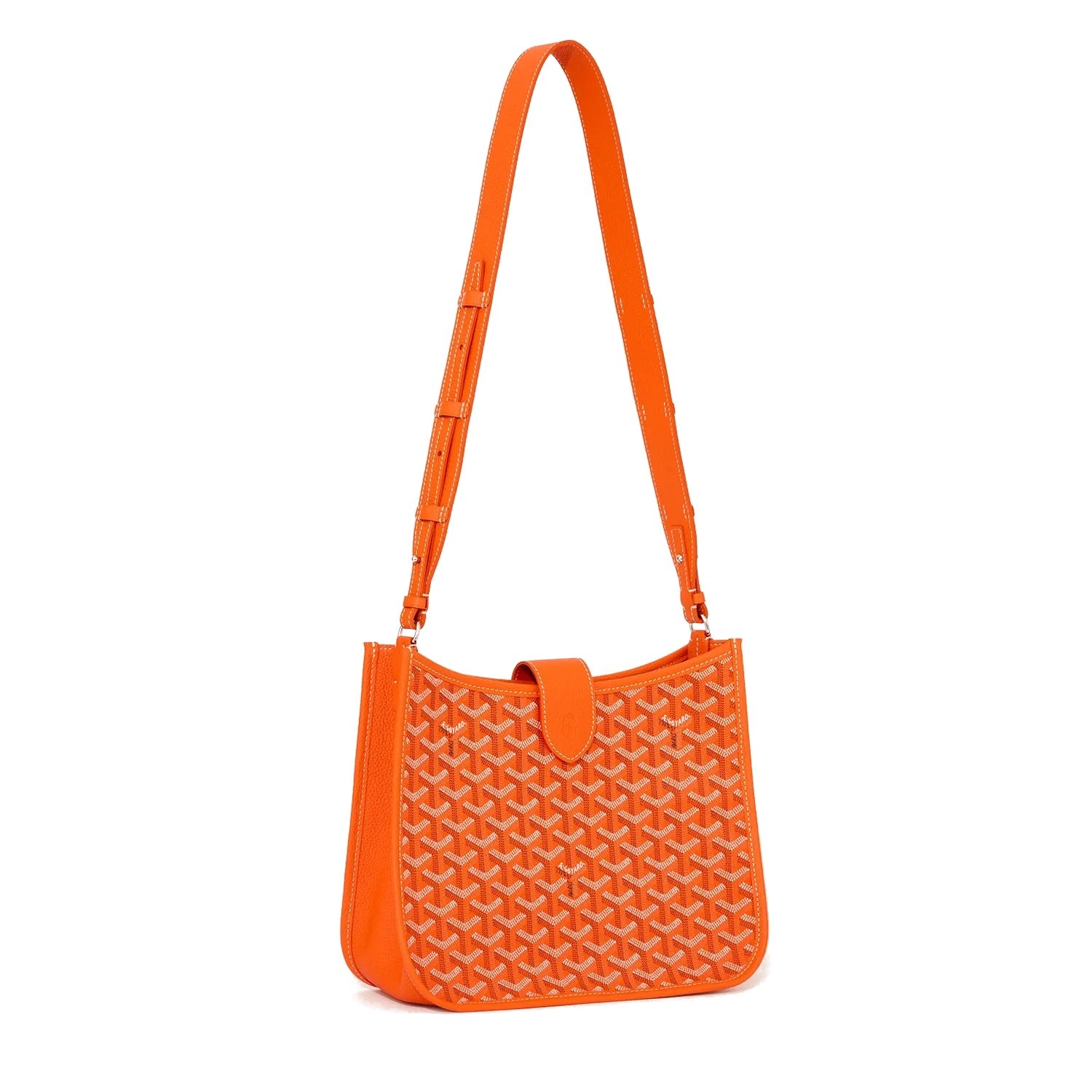 Canvas Flap Crossbody Bag - Orange - 17