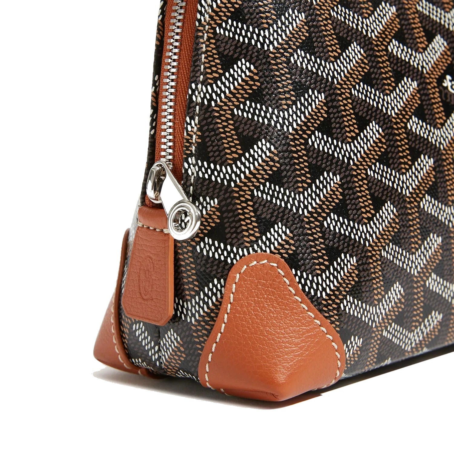 Canvas Cosmetic Pouch - Black & Tan - 8