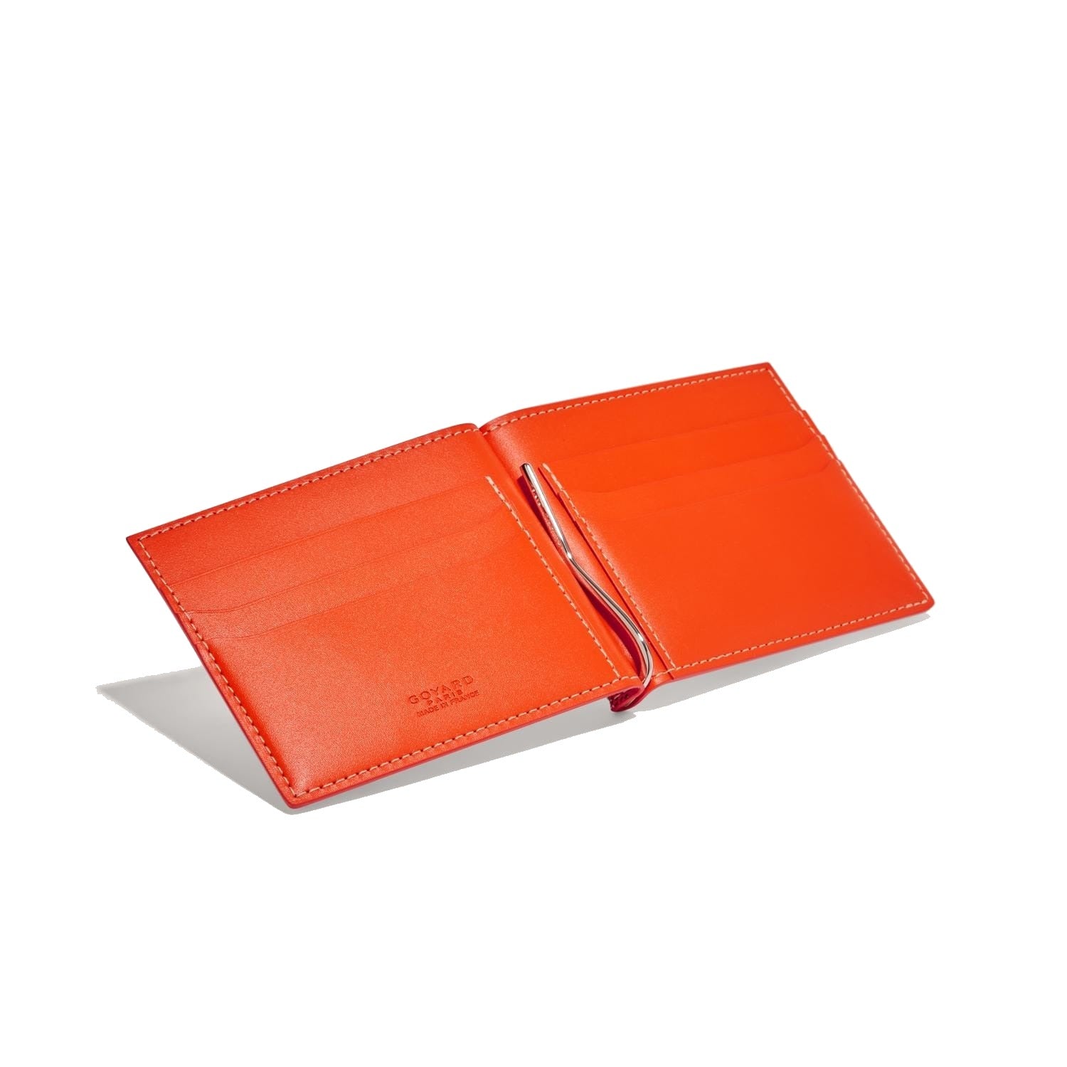 Leather Money Clip Card Holder - Orange - 11
