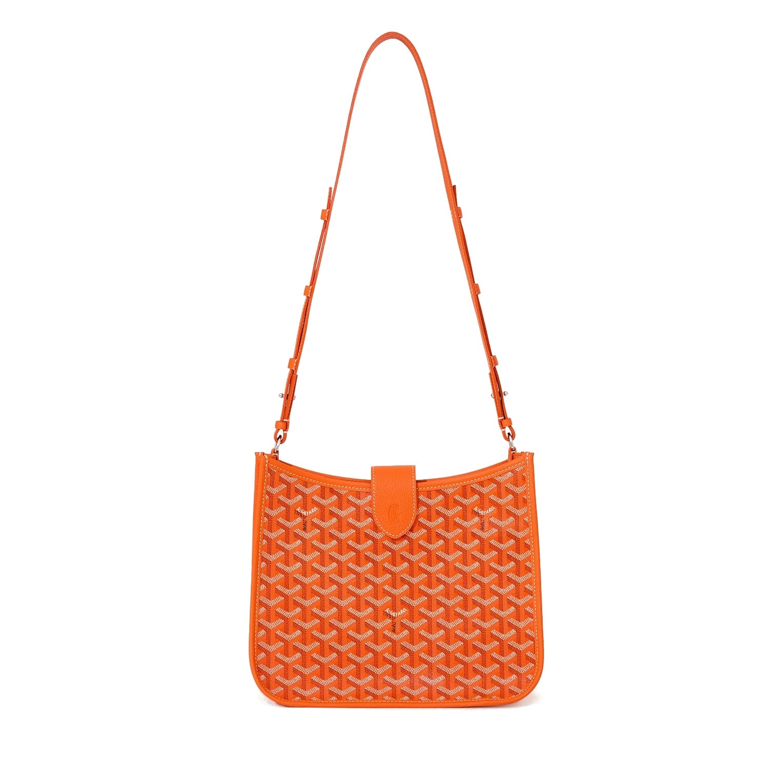 Canvas Flap Crossbody Bag - Orange - 18