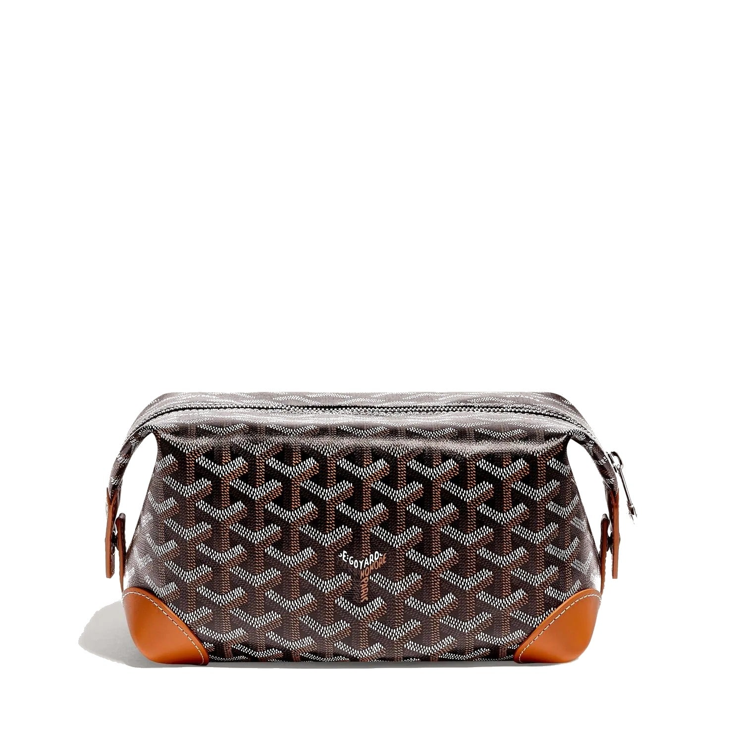 Canvas Bowling Toiletry Bag - Black & Tan - 6