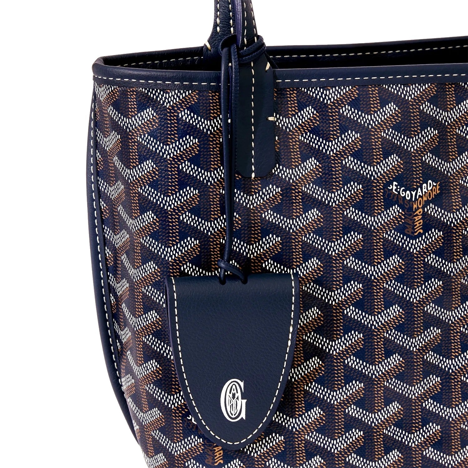 Reversible Leather Mini Tote - Navy Blue - 40