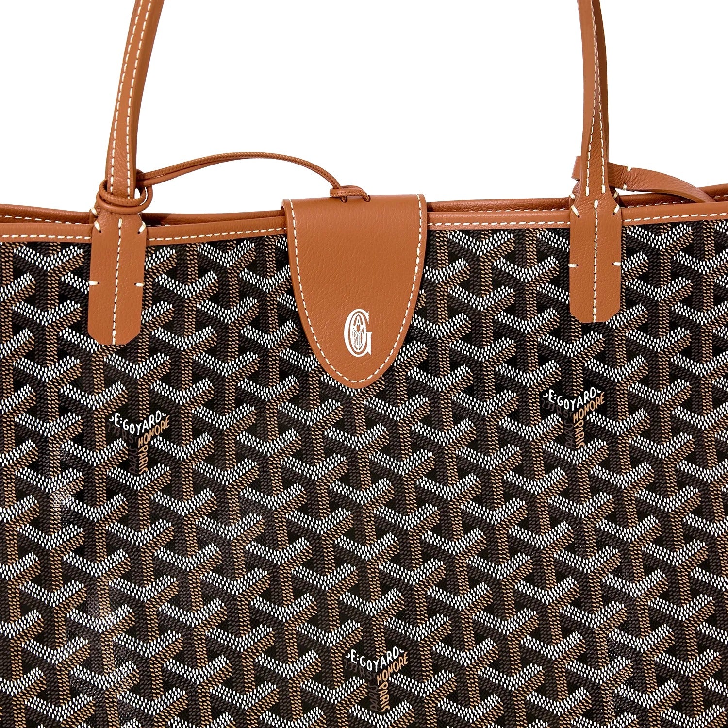 Personalized Initials Canvas Tote - Large - Black & Tan - 9