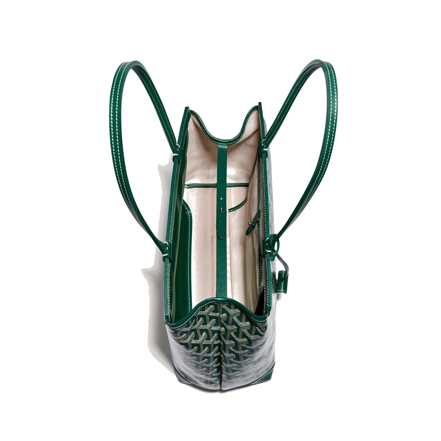 Contrast Leather Shoulder Bag - Green - 24