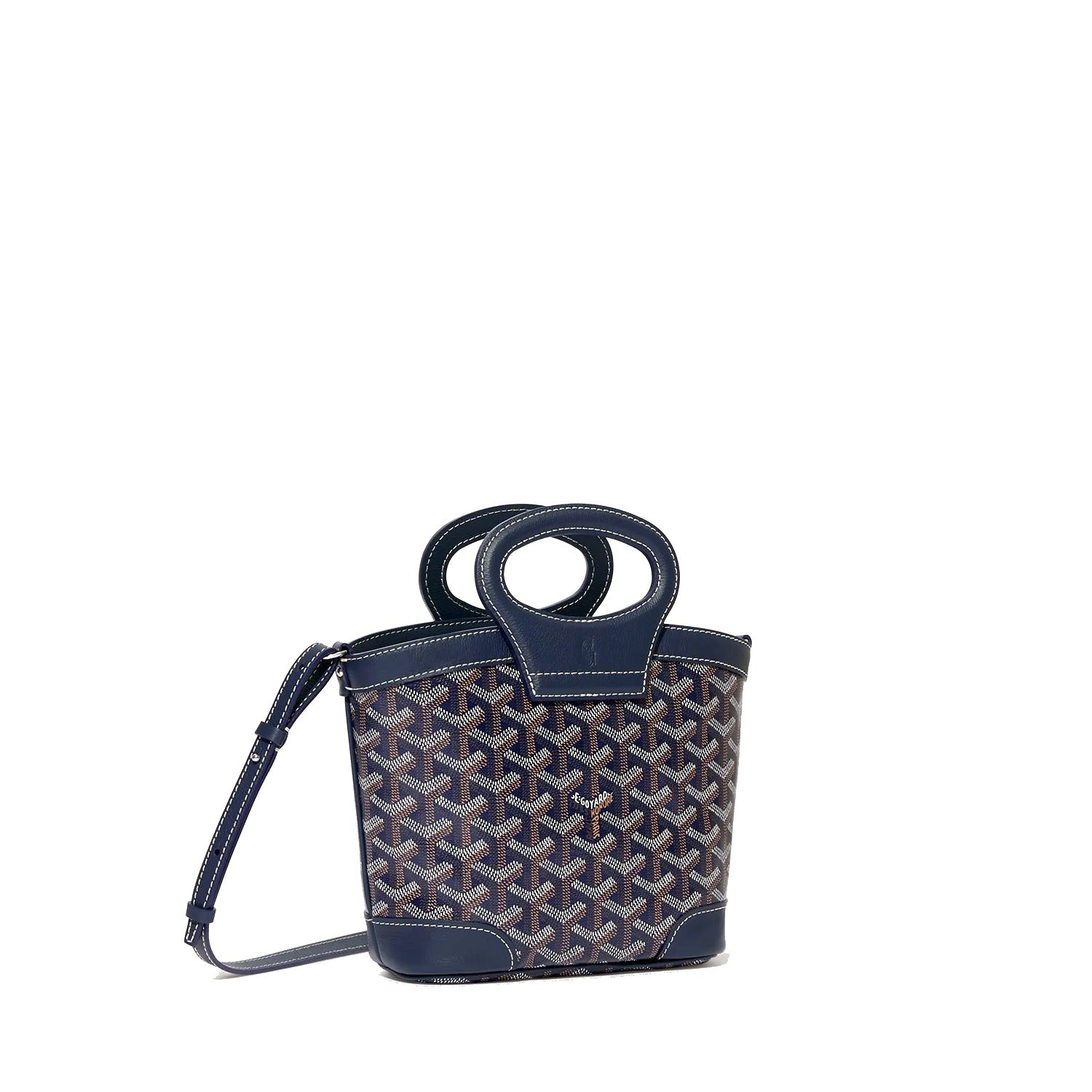 Drawstring Mini Bucket Bag - Navy Blue