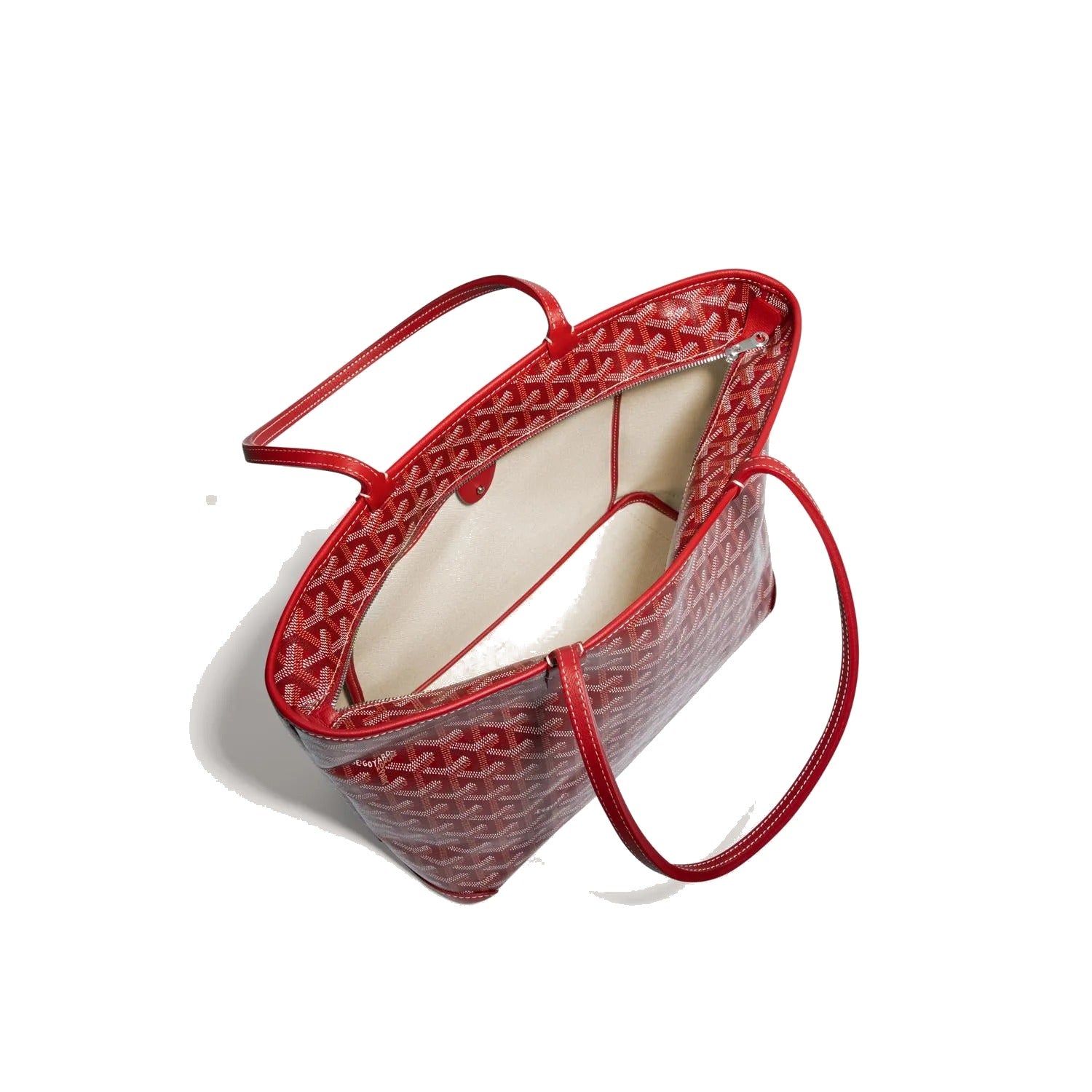Zippered Canvas Tote - Small - Red - 12