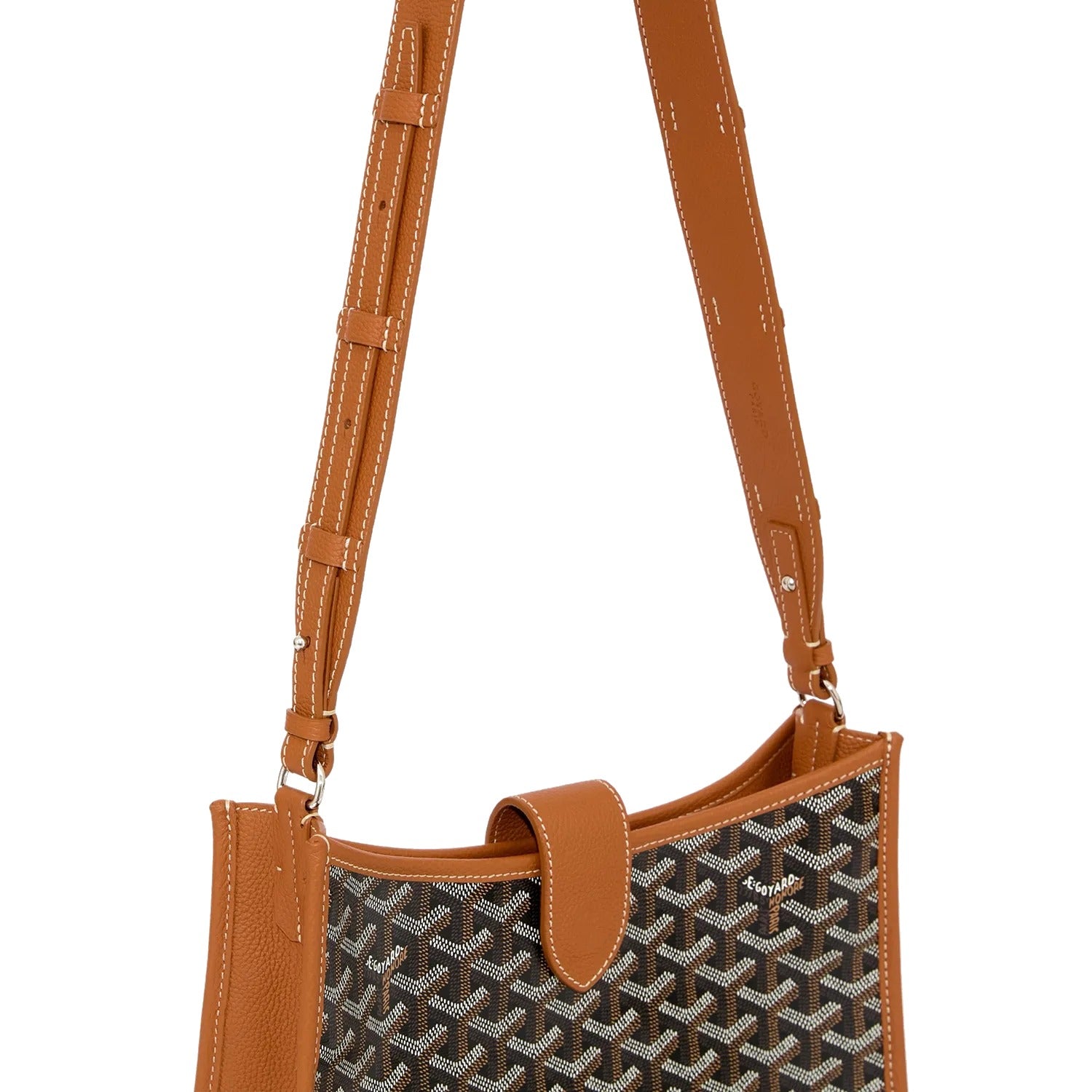 Canvas Flap Crossbody Bag - Black & Tan